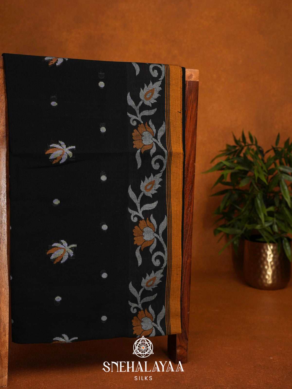 Black Khadi Cotton Saree