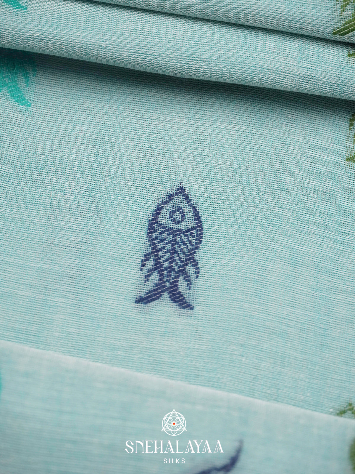 Mint Blue  Bengal Cotton Saree