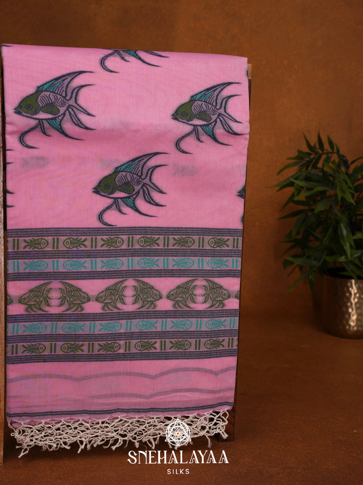 Pink  Bengal Cotton Saree