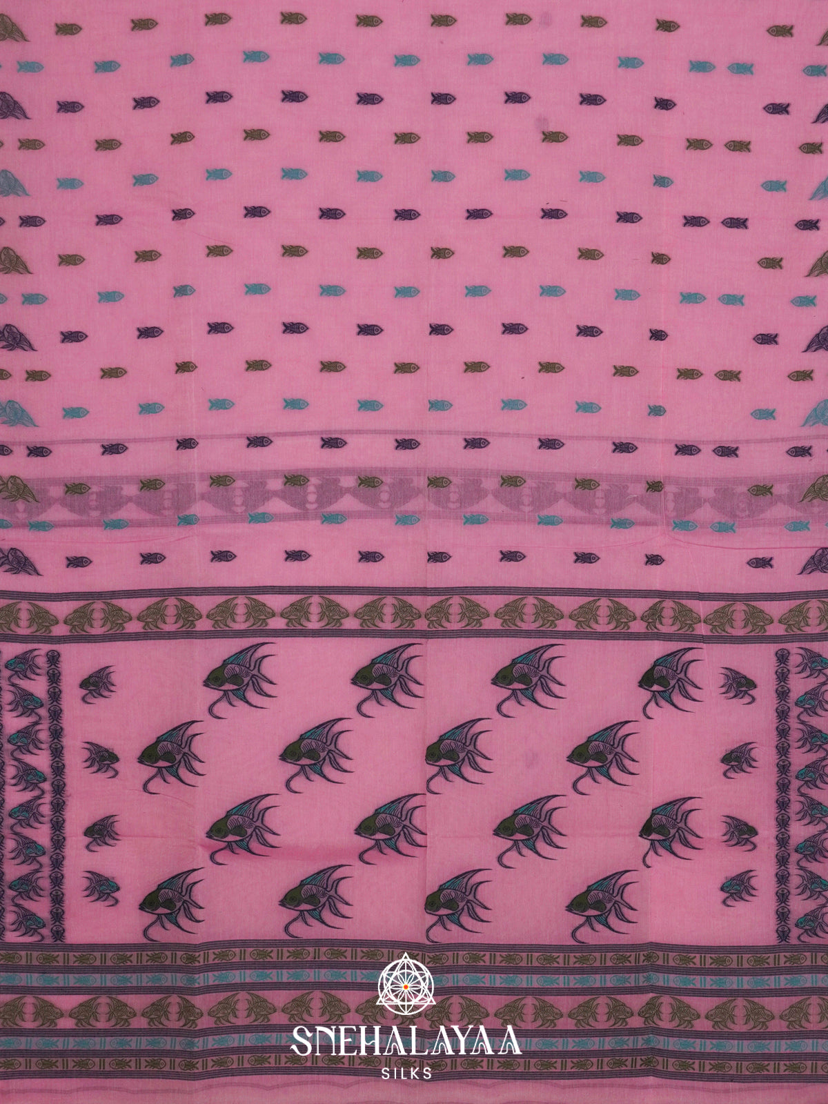 Pink  Bengal Cotton Saree