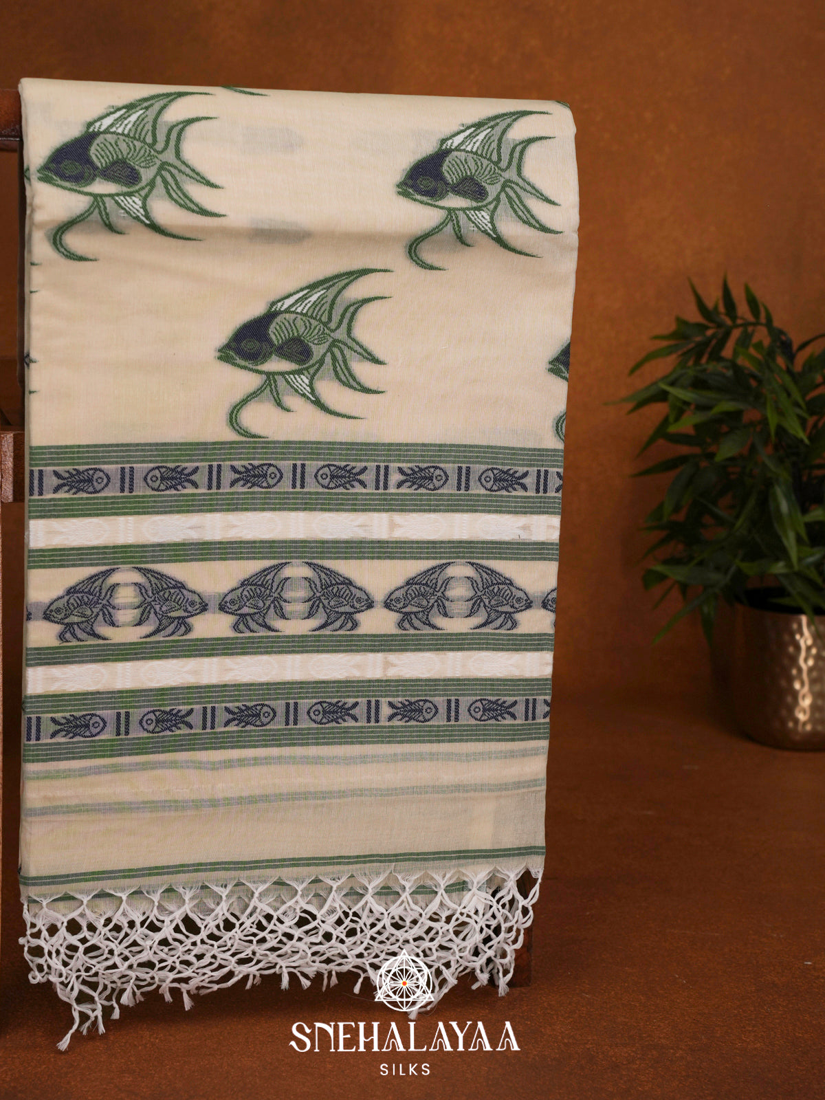 Cream  Bengal Cotton Saree