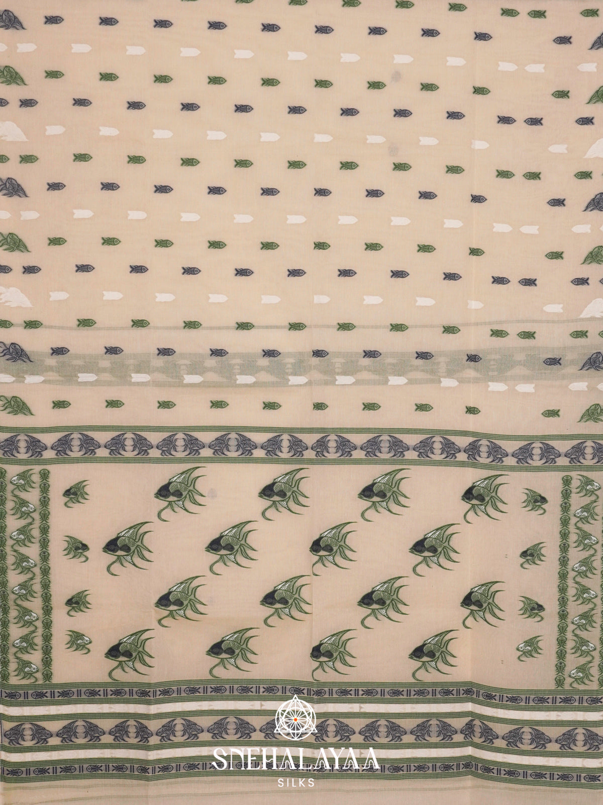 Cream  Bengal Cotton Saree