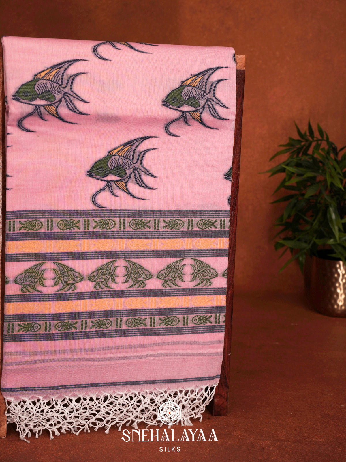 Pink  Bengal Cotton Saree