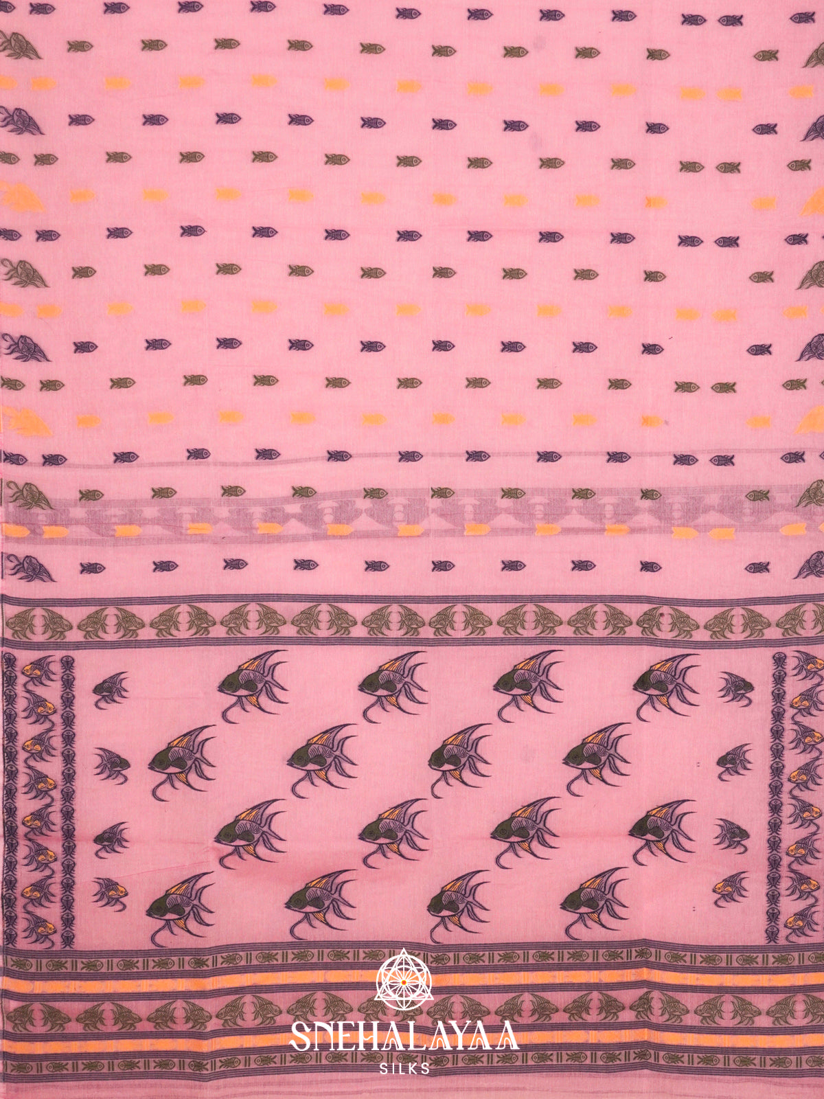 Pink  Bengal Cotton Saree