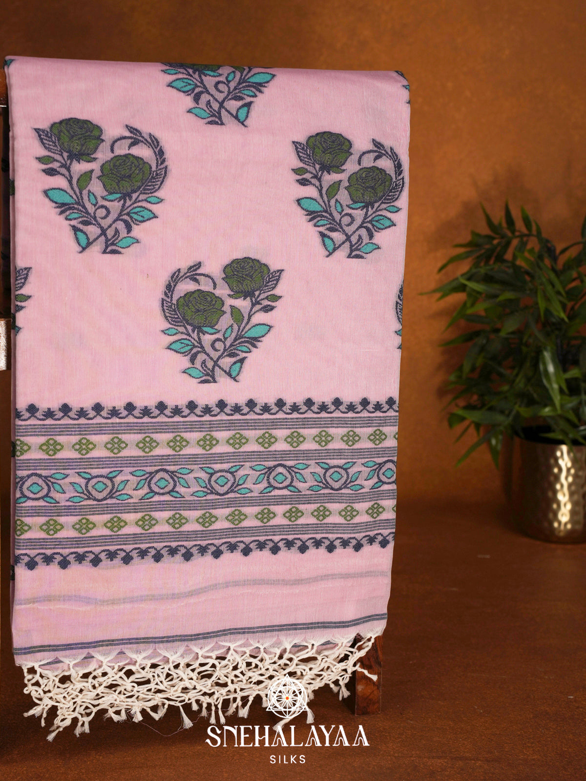 Pink  Bengal Cotton Saree
