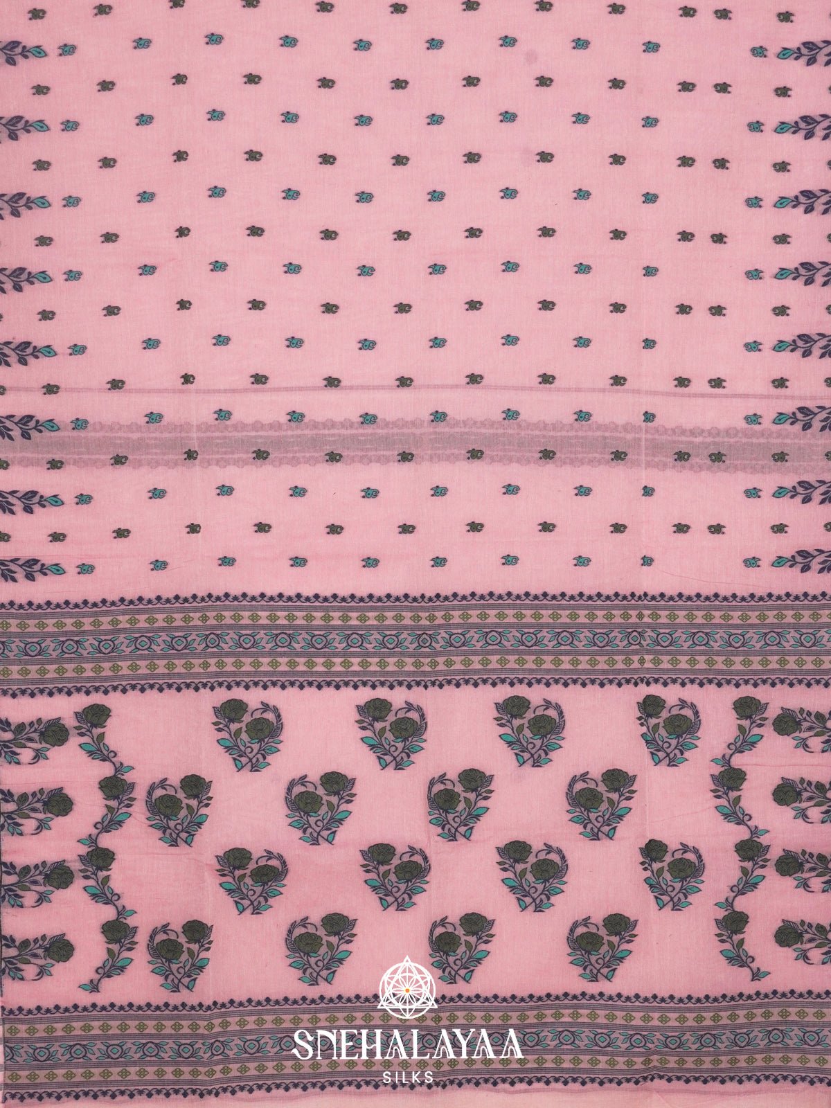 Pink  Bengal Cotton Saree