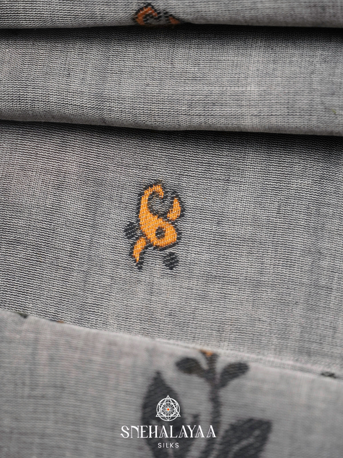 Grey  Bengal Cotton Saree