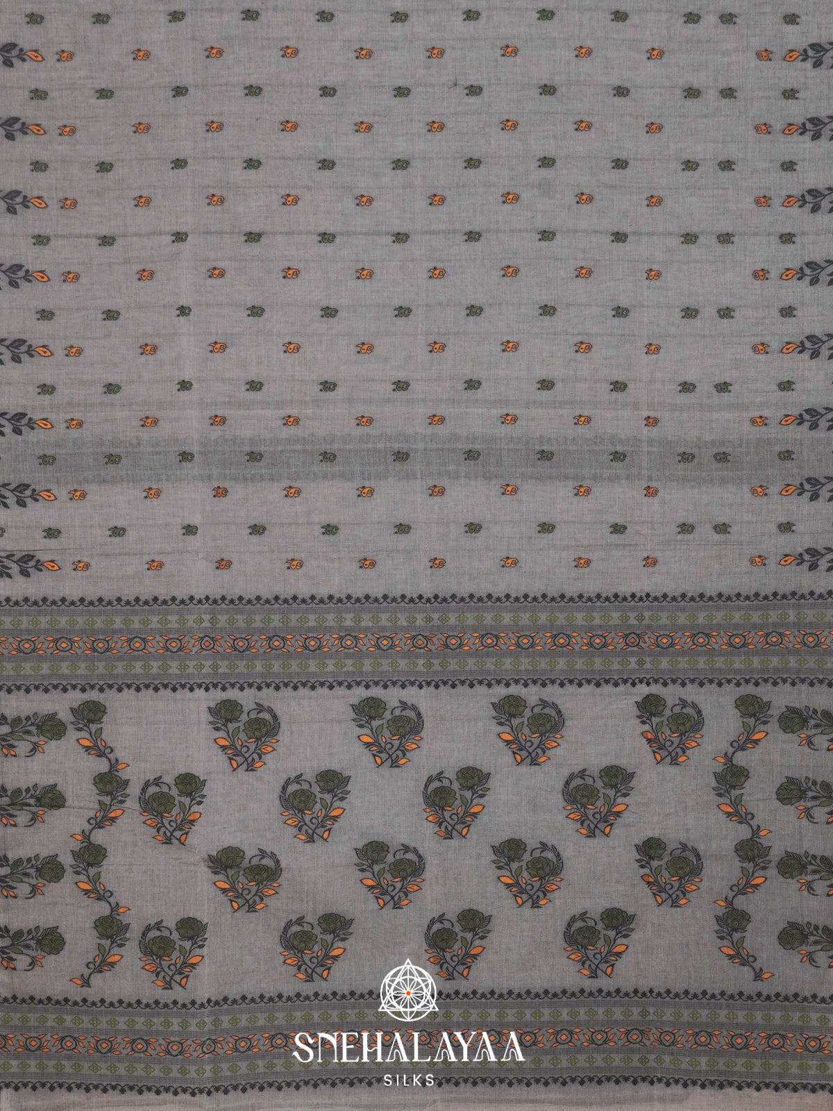 Grey  Bengal Cotton Saree