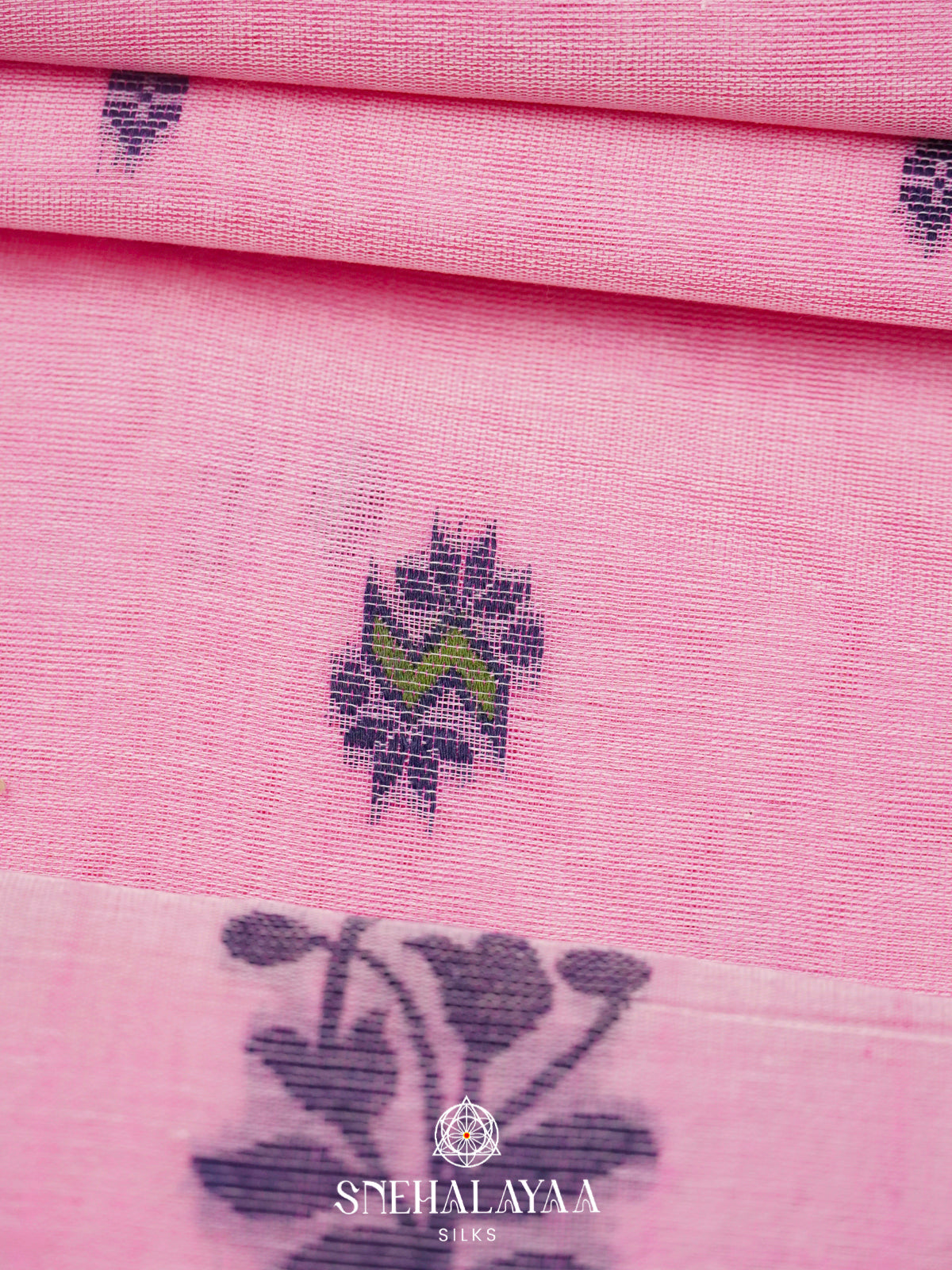 Pink  Bengal Cotton Saree