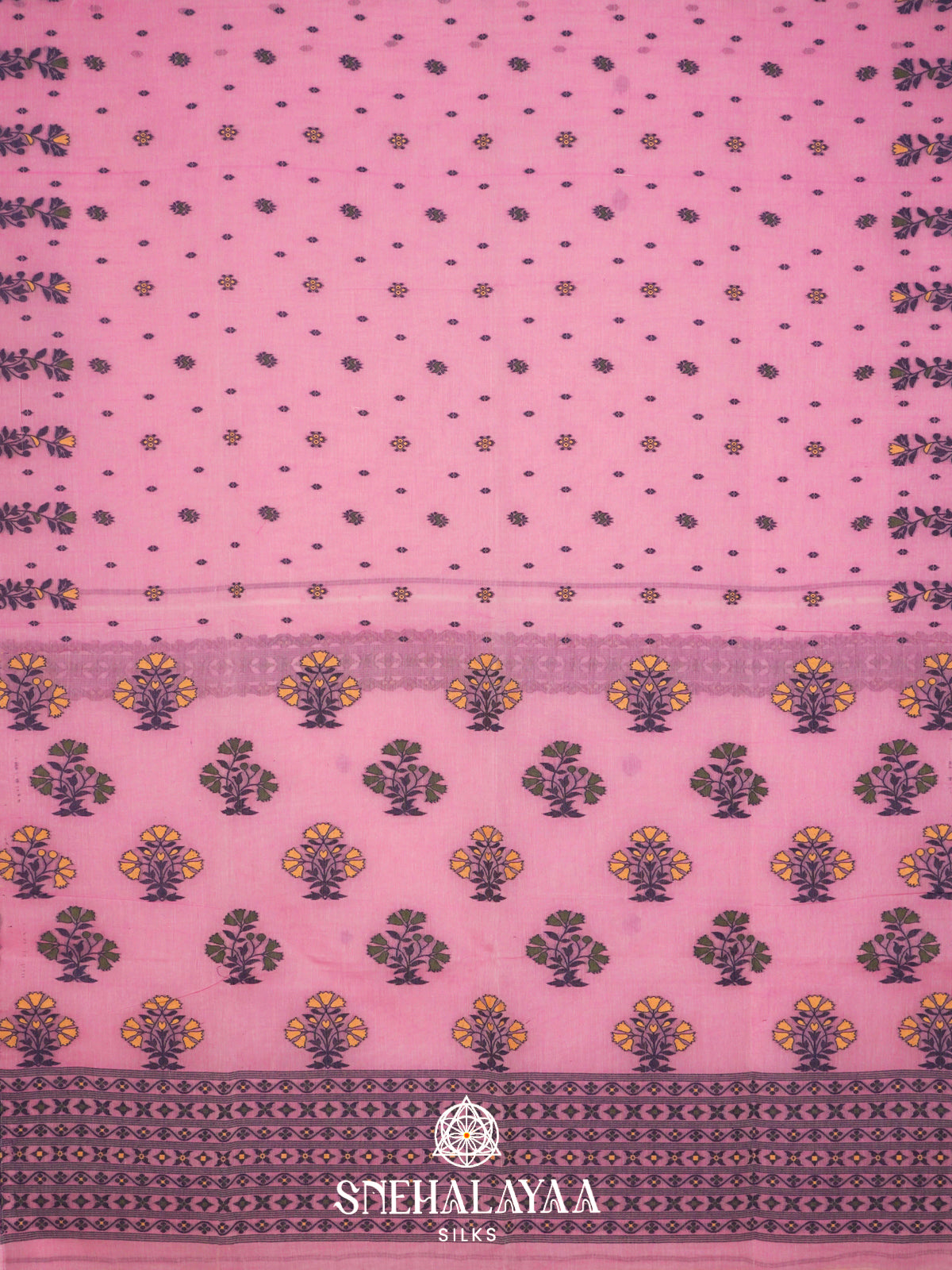 Pink  Bengal Cotton Saree