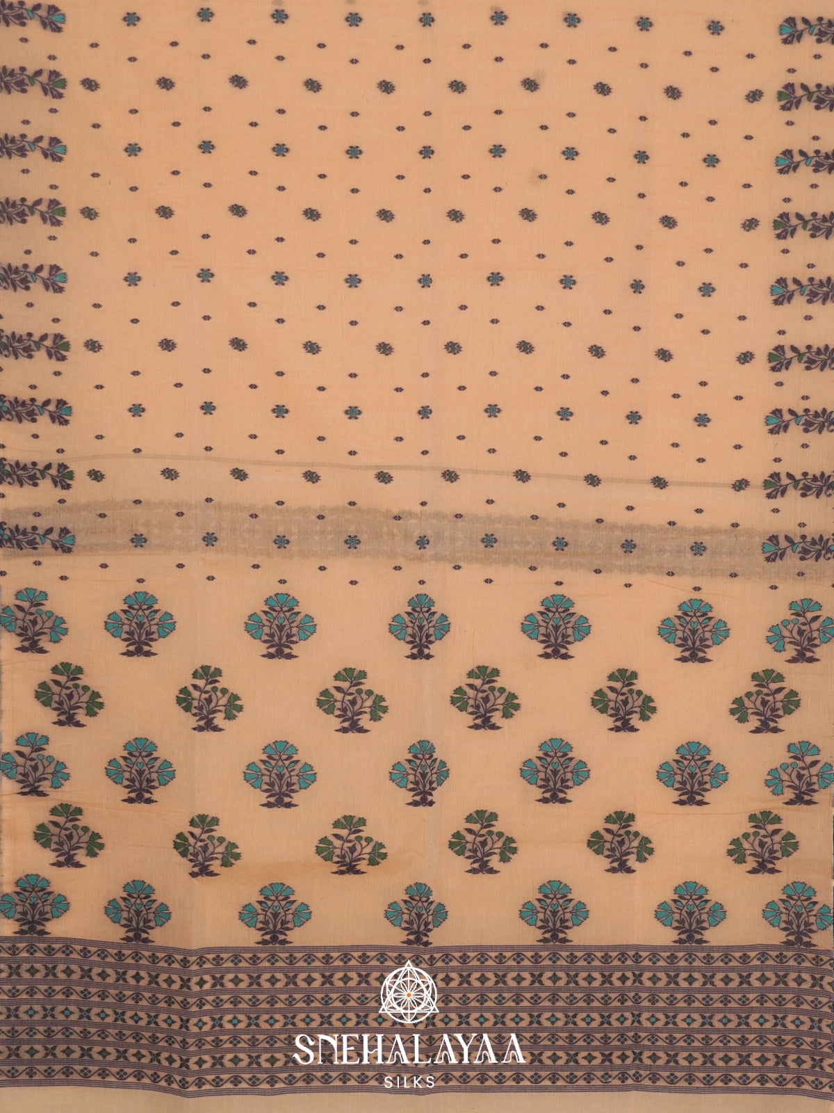 Peach  Bengal Cotton Saree
