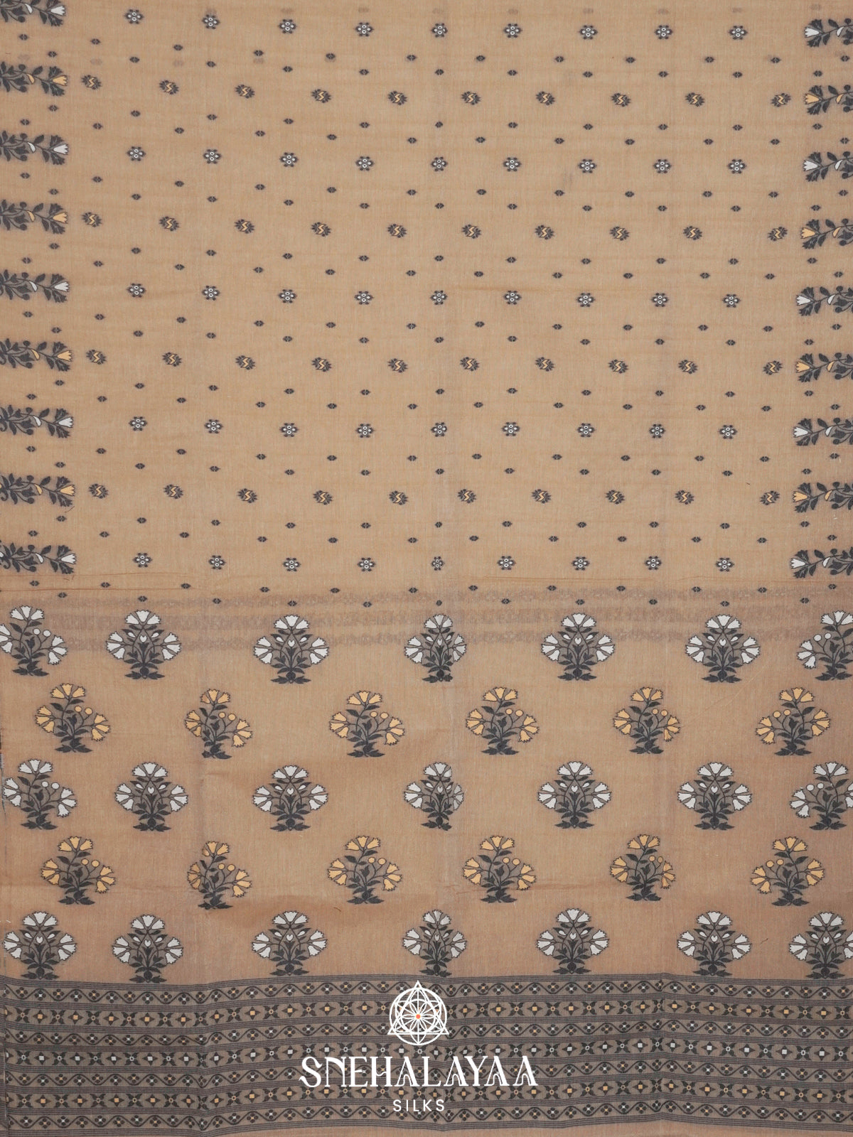 Ivory Beige  Bengal Cotton Saree