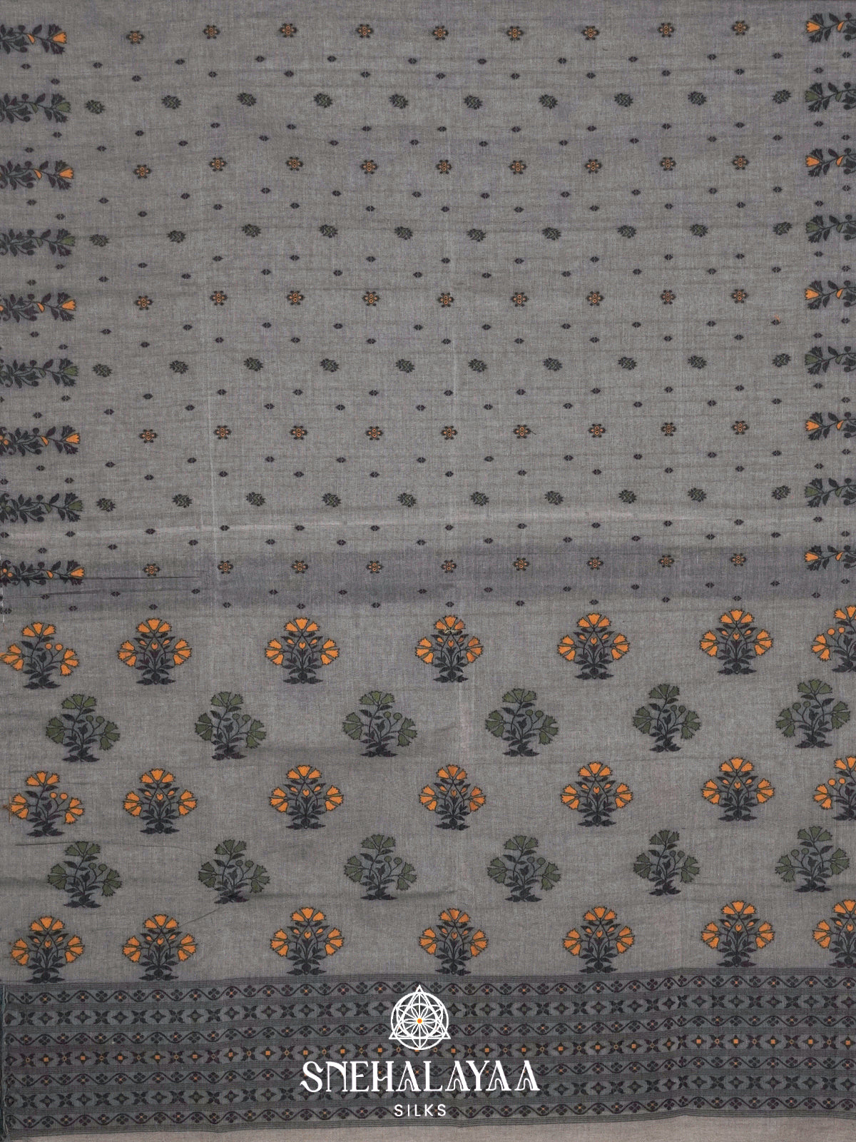 Grey  Bengal Cotton Saree