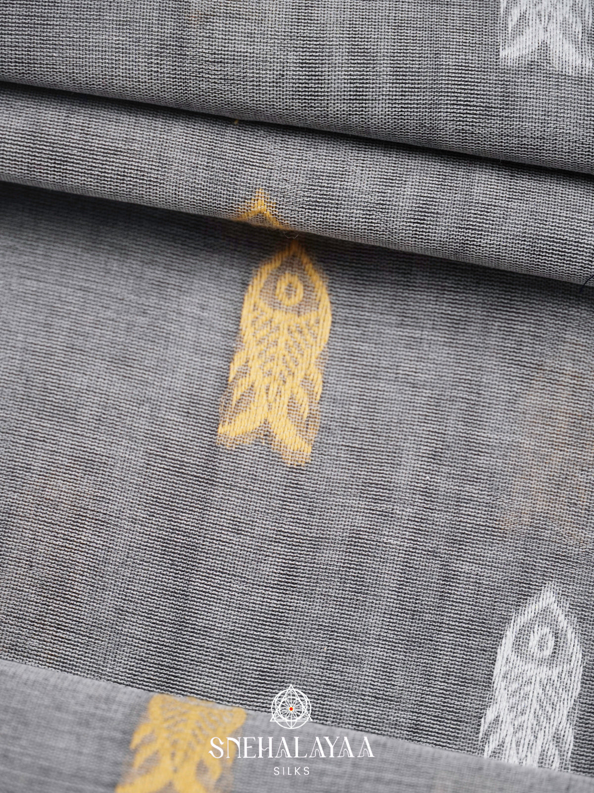 Grey  Bengal Cotton Saree