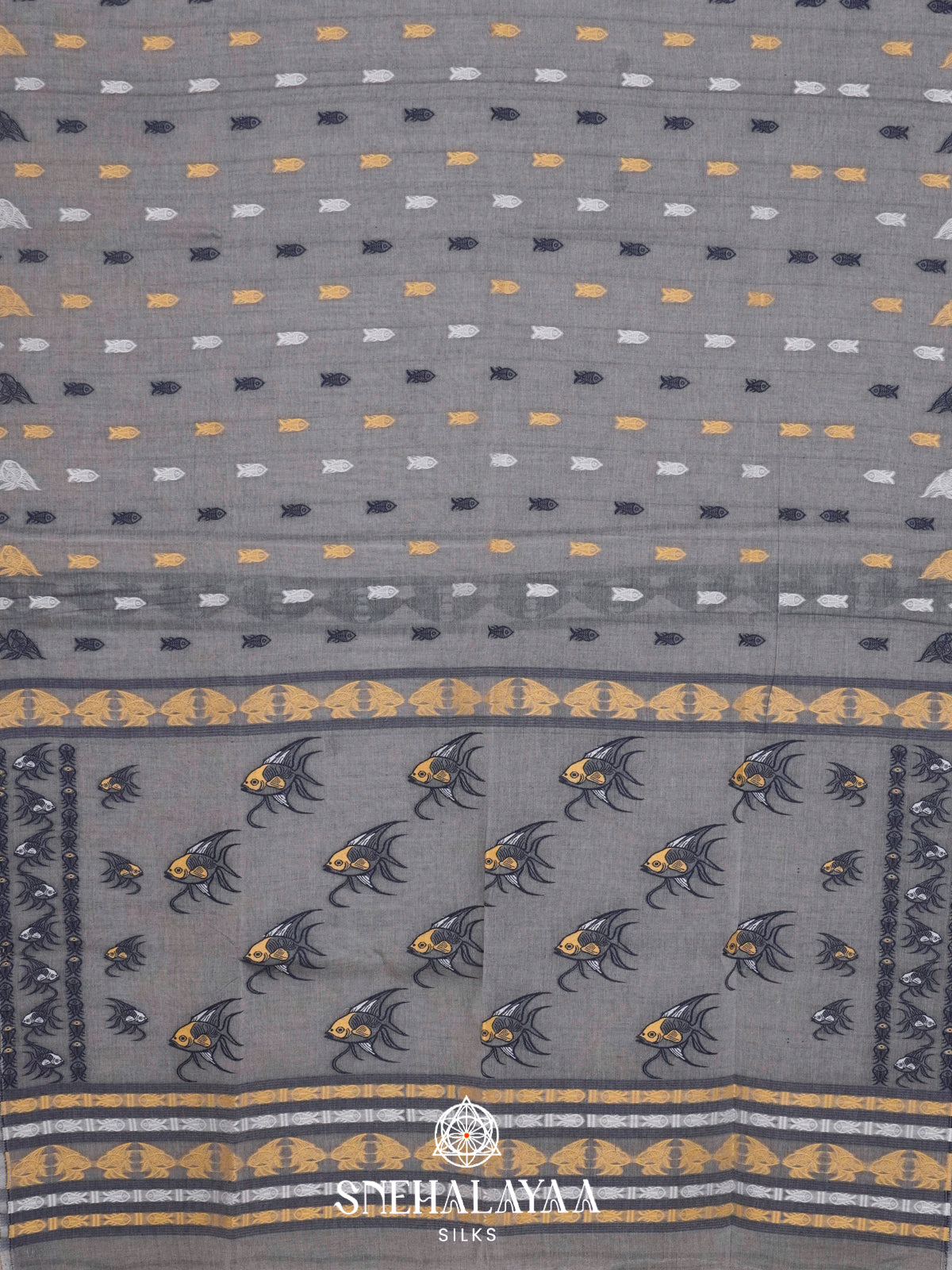 Grey  Bengal Cotton Saree