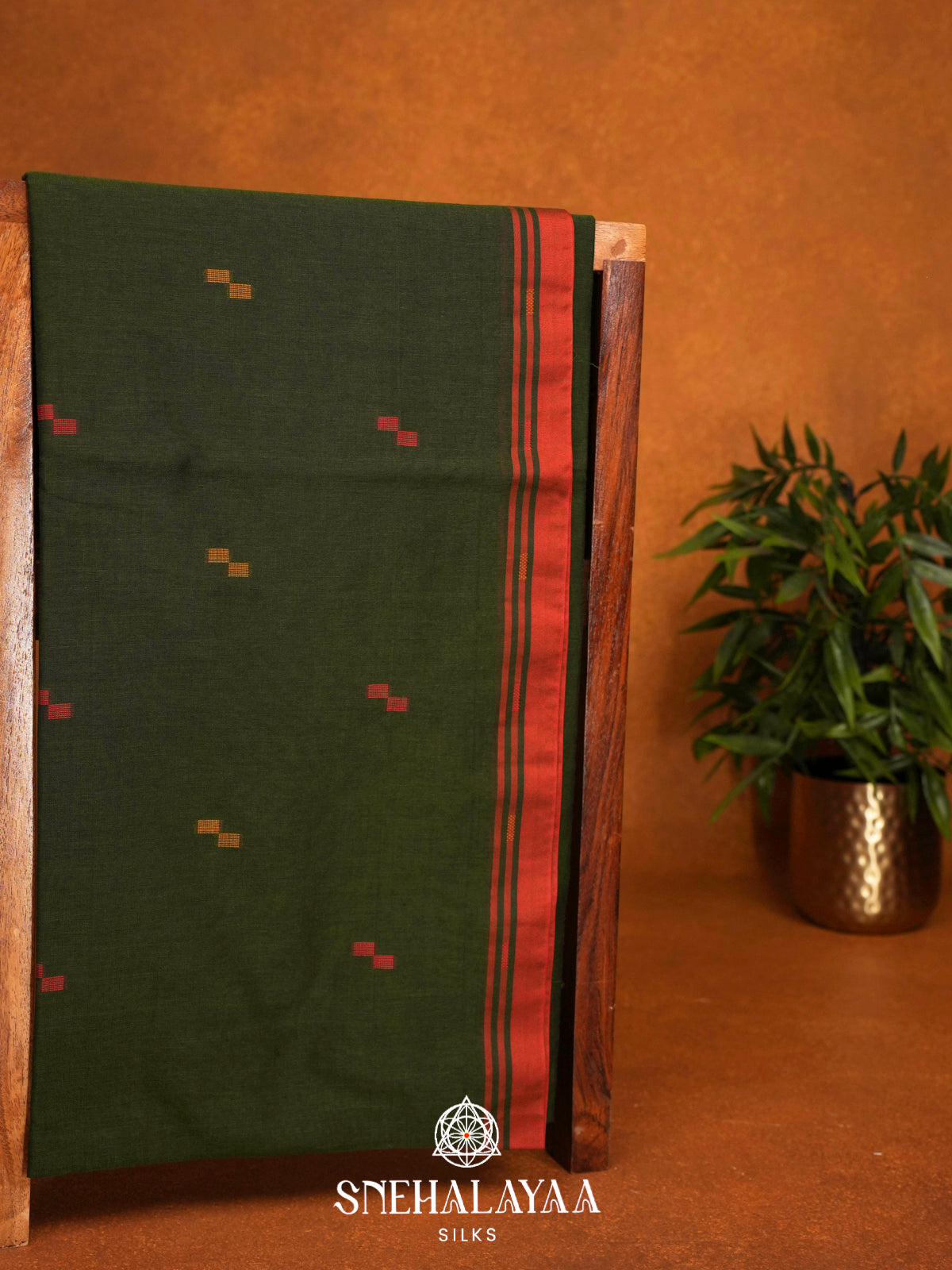 Forest Green Khadi Cotton Saree