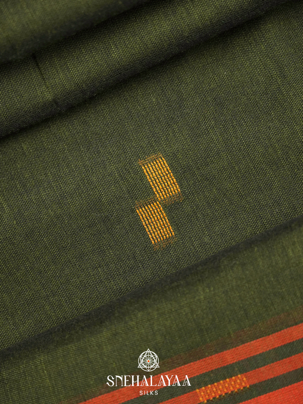 Forest Green Khadi Cotton Saree
