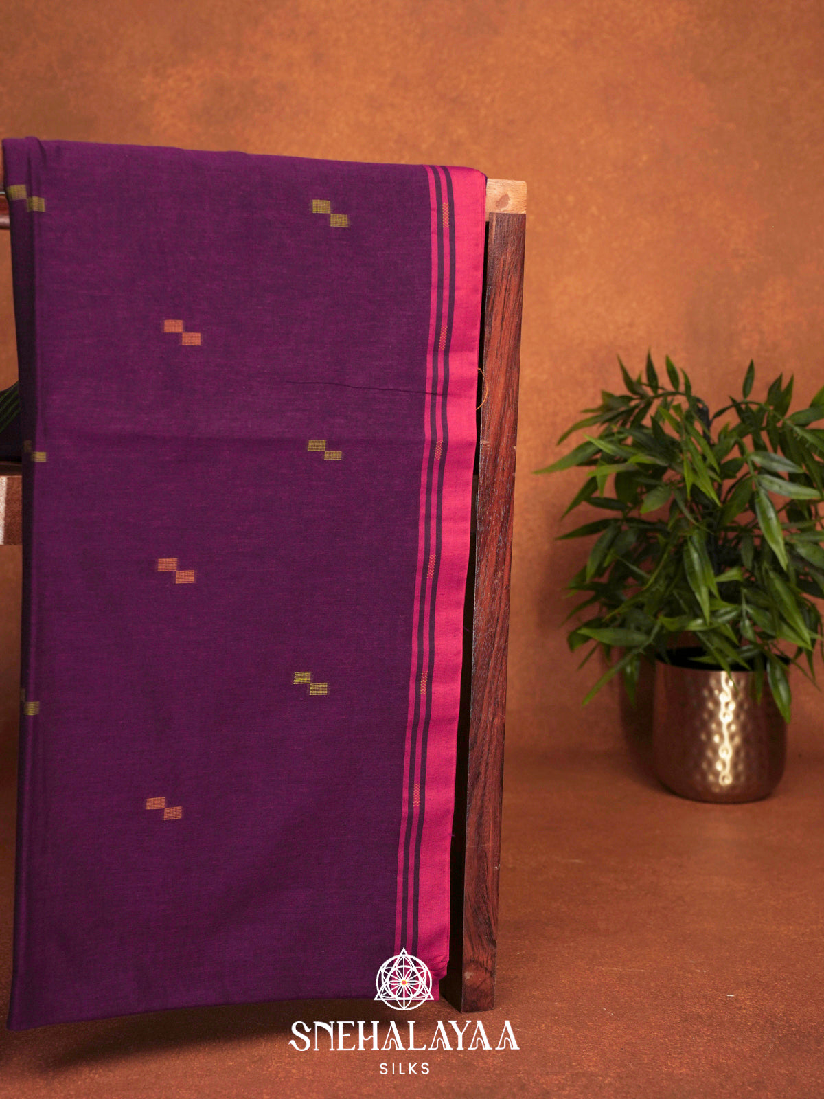 Magenta Khadi Cotton Saree