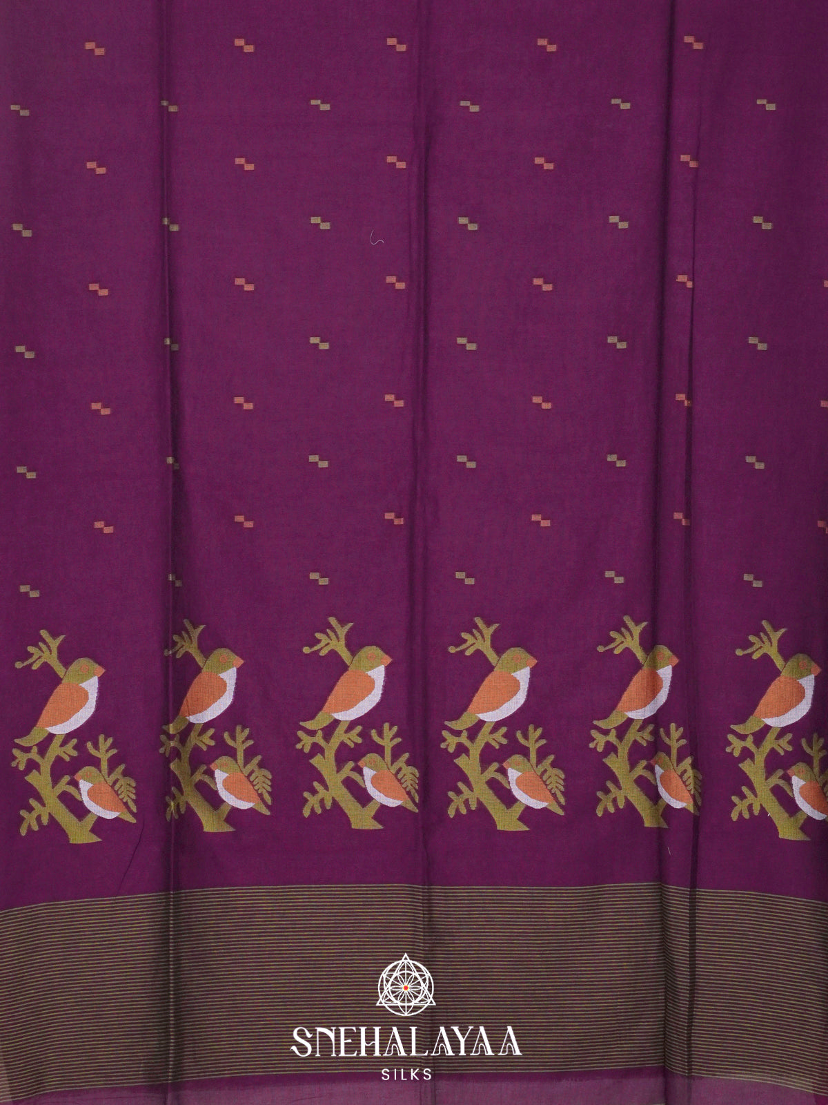 Magenta Khadi Cotton Saree