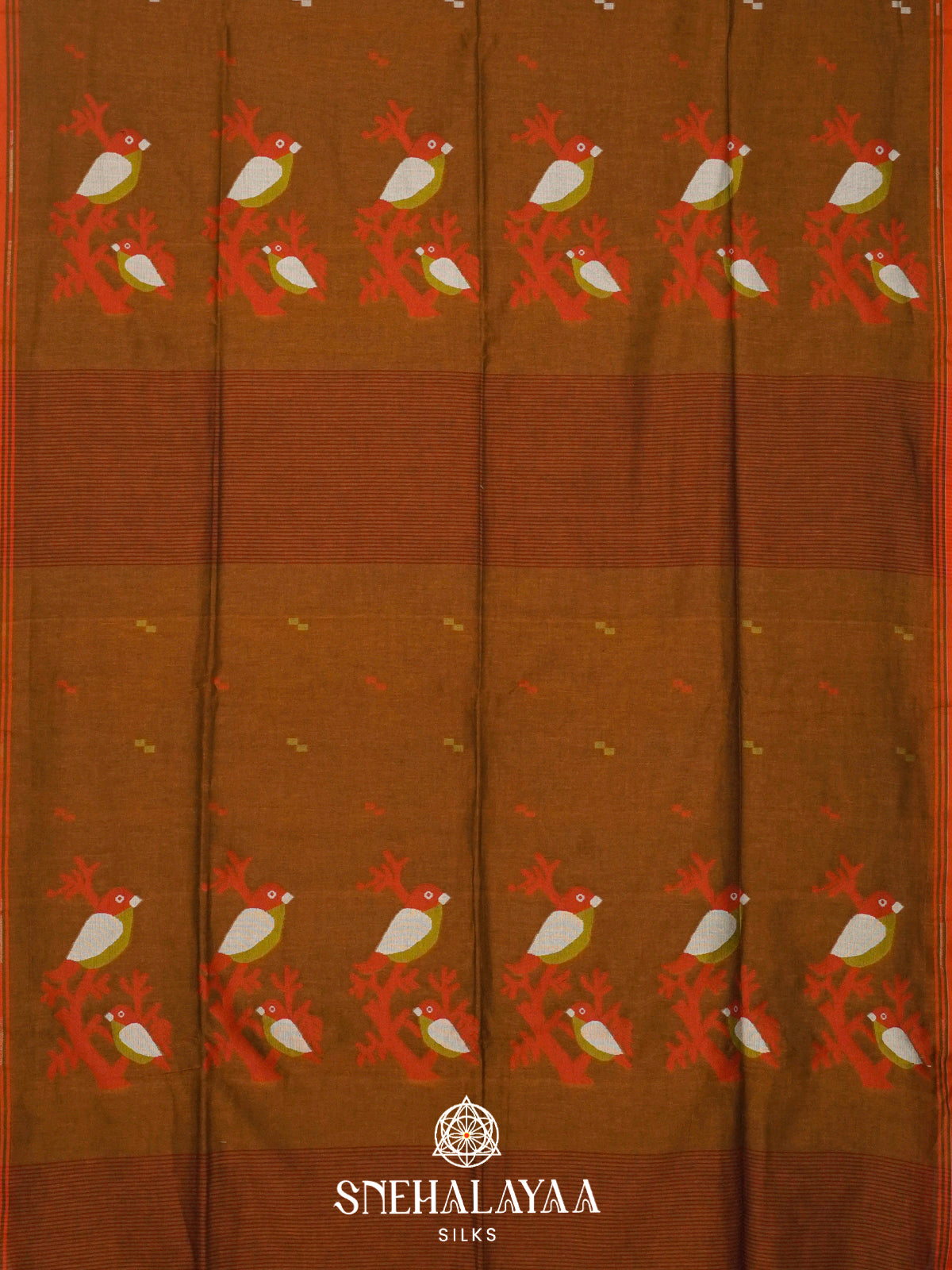 Brown Khadi Cotton Saree