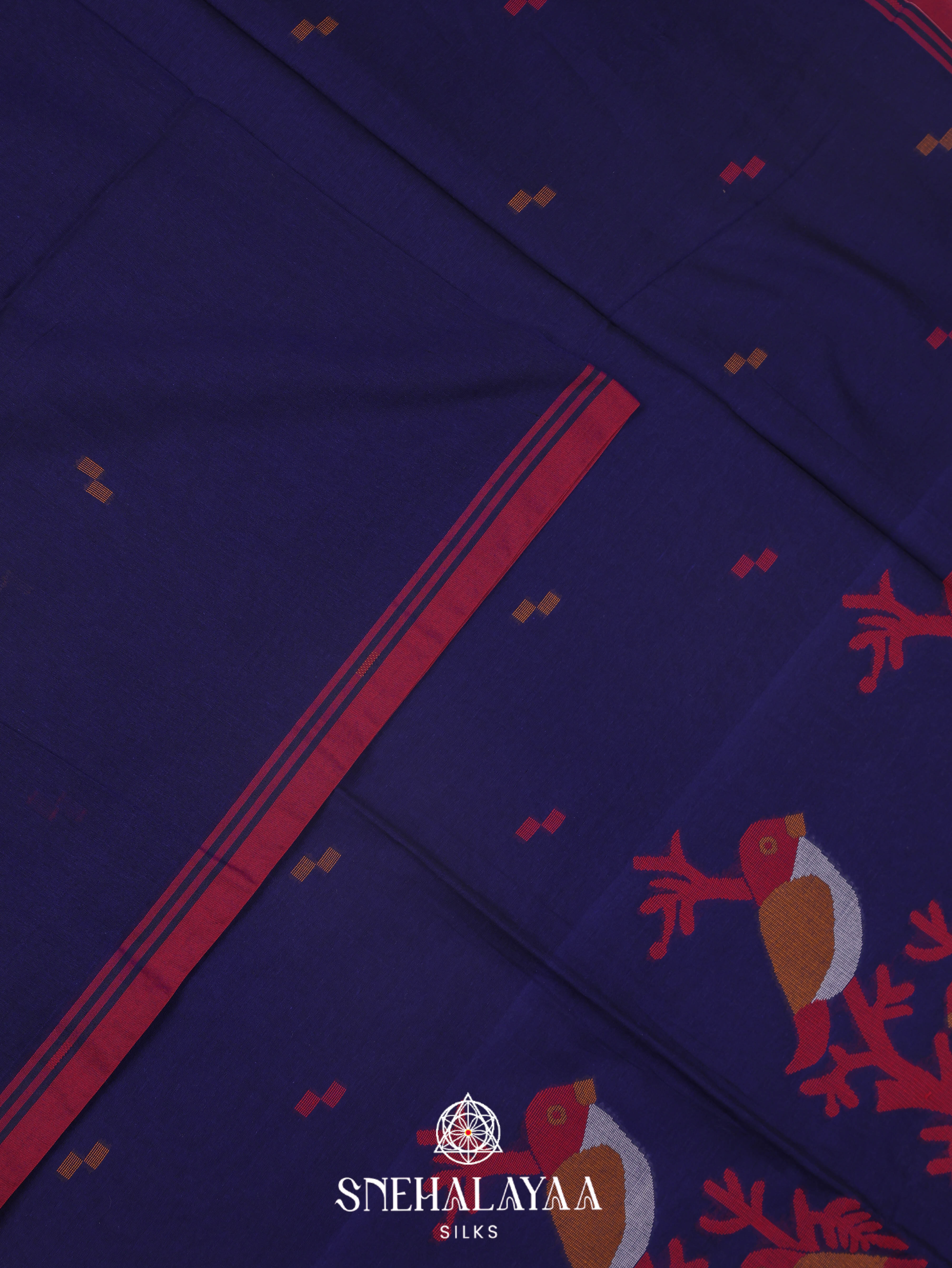 Blue Khadi Cotton Saree