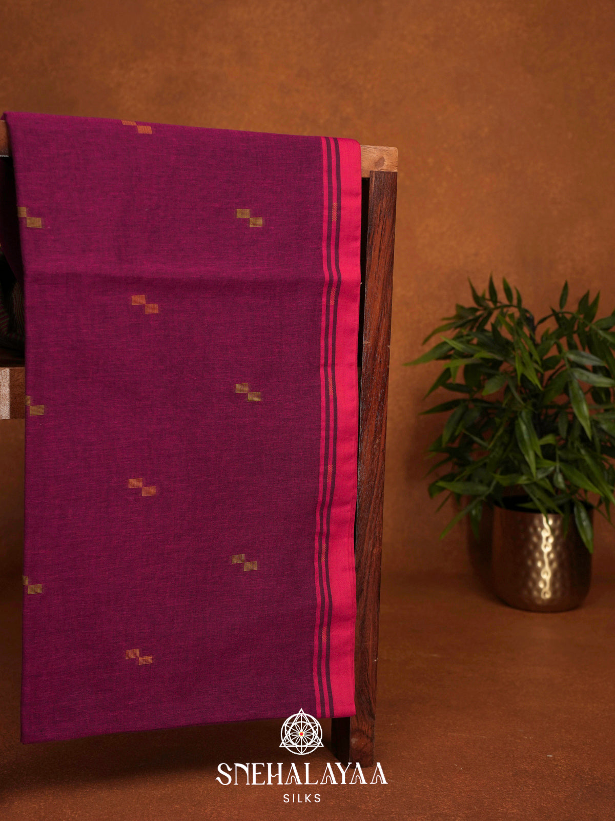 Magenta Khadi Cotton Saree