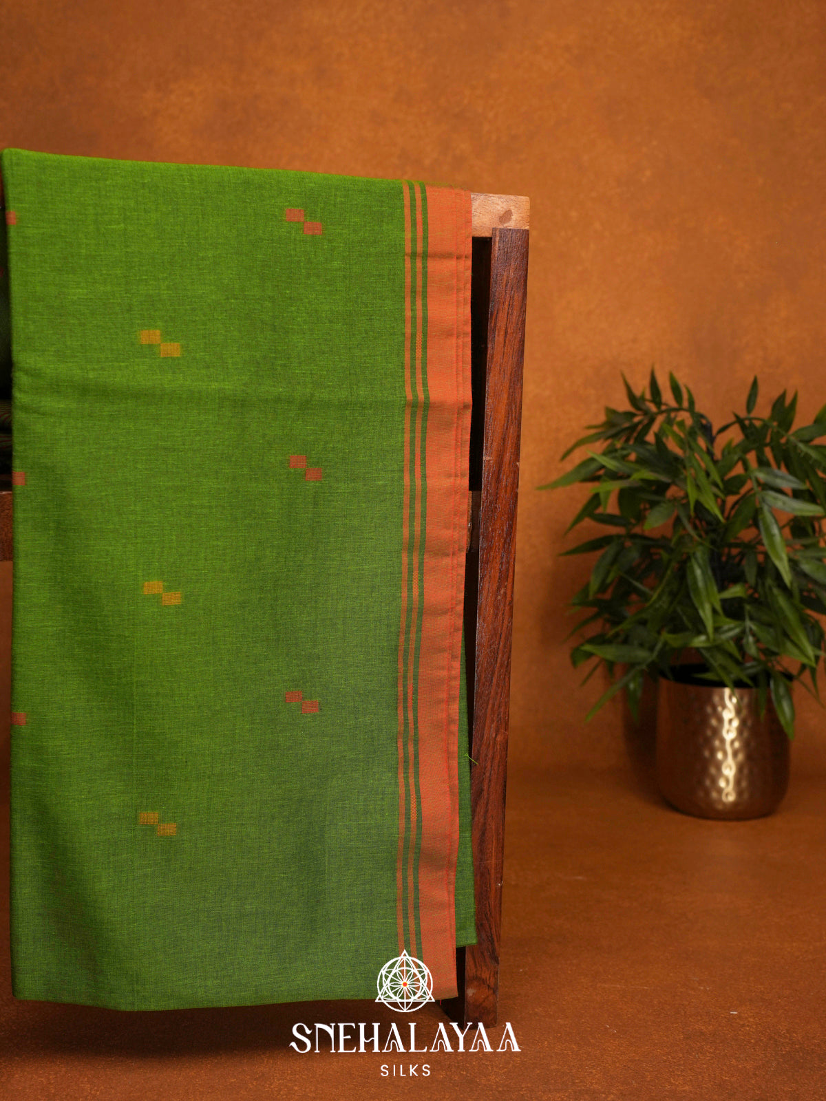 Lime Green Khadi Cotton Saree
