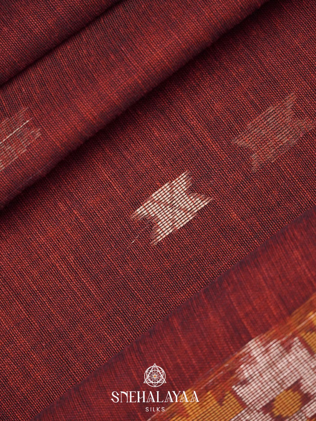 Maroon Khadi Cotton Saree