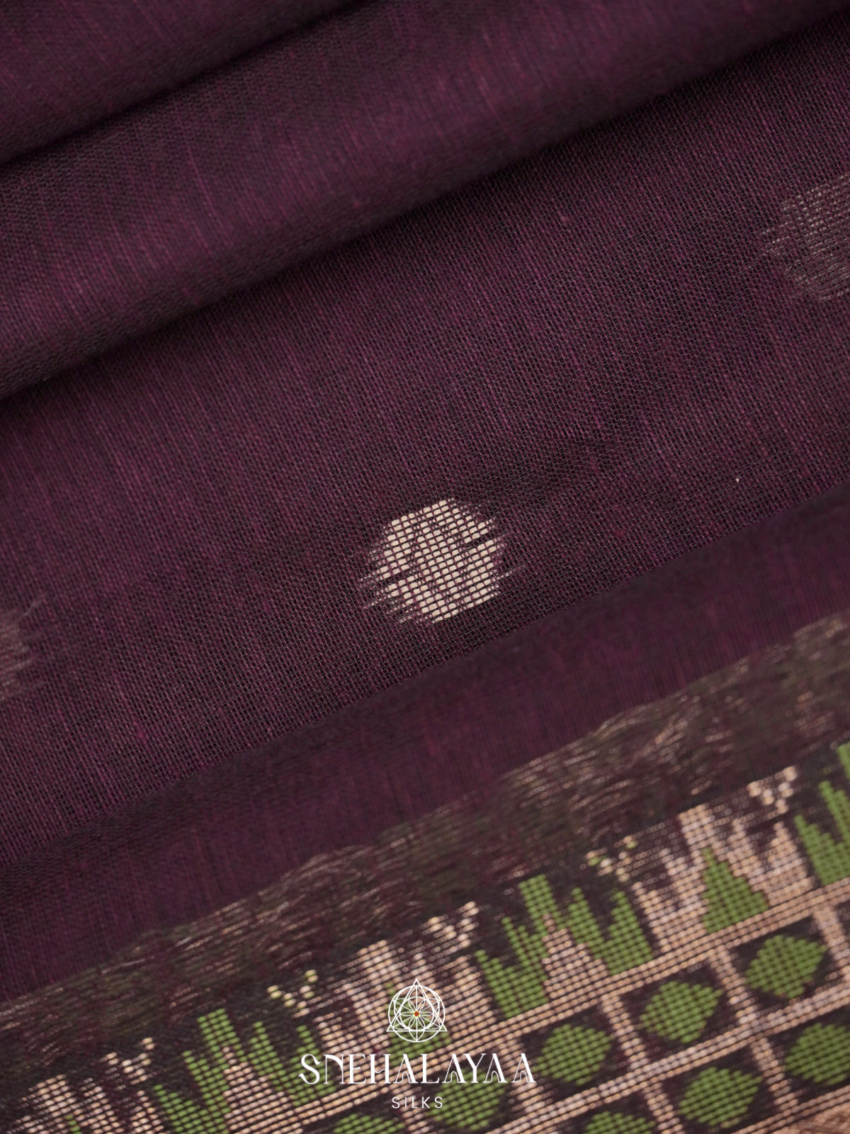 Wine Khadi Cotton Saree