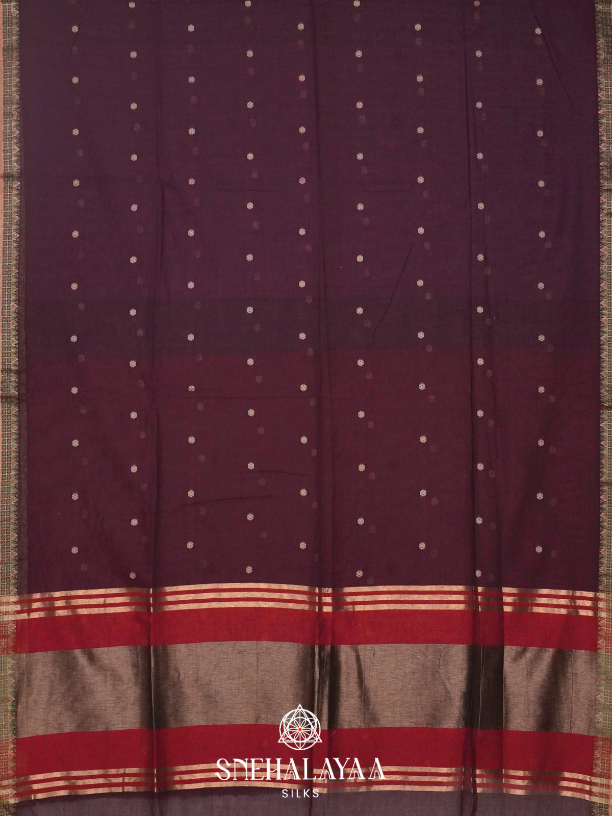 Wine Khadi Cotton Saree