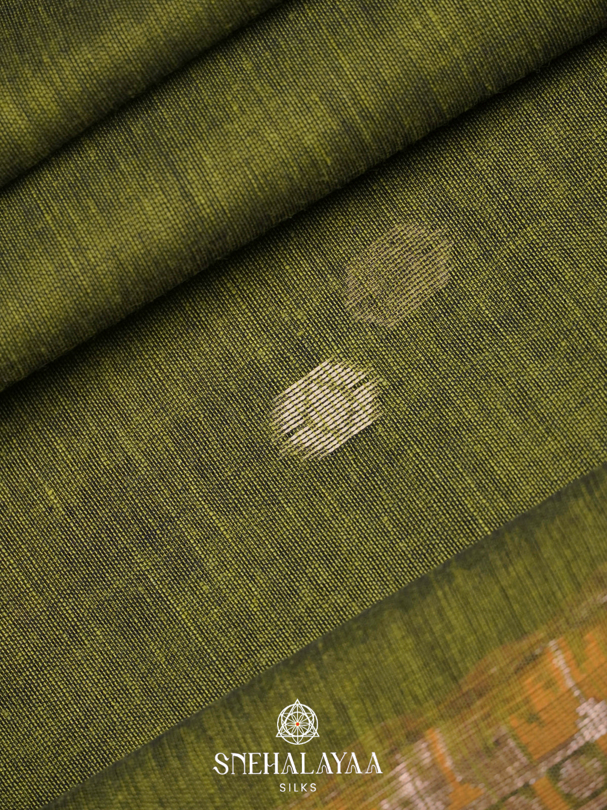Moss Green Khadi Cotton Saree