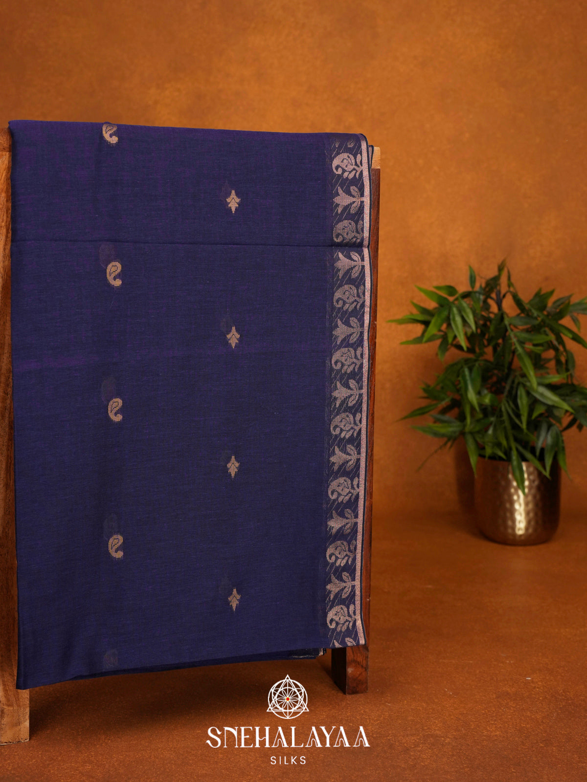 Navy Blue Khadi Cotton Saree