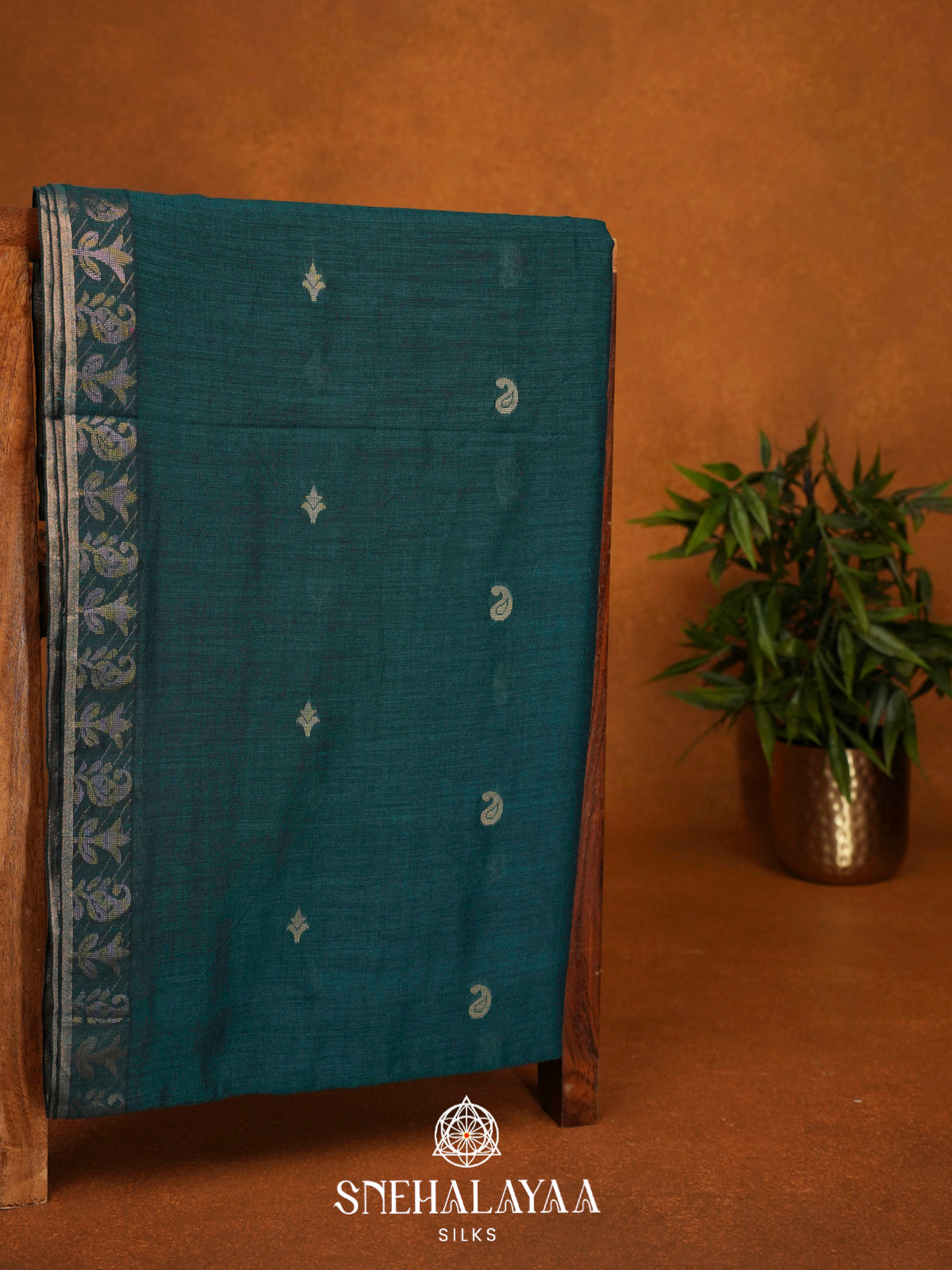Peacock Blue Khadi Cotton Saree