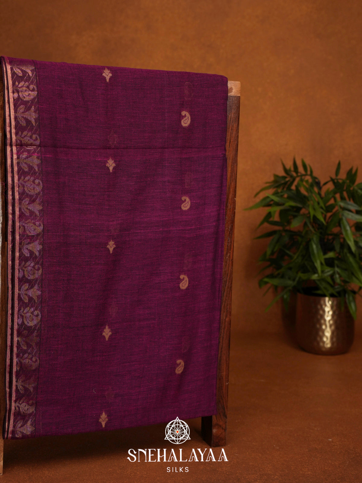 Magenta Khadi Cotton Saree