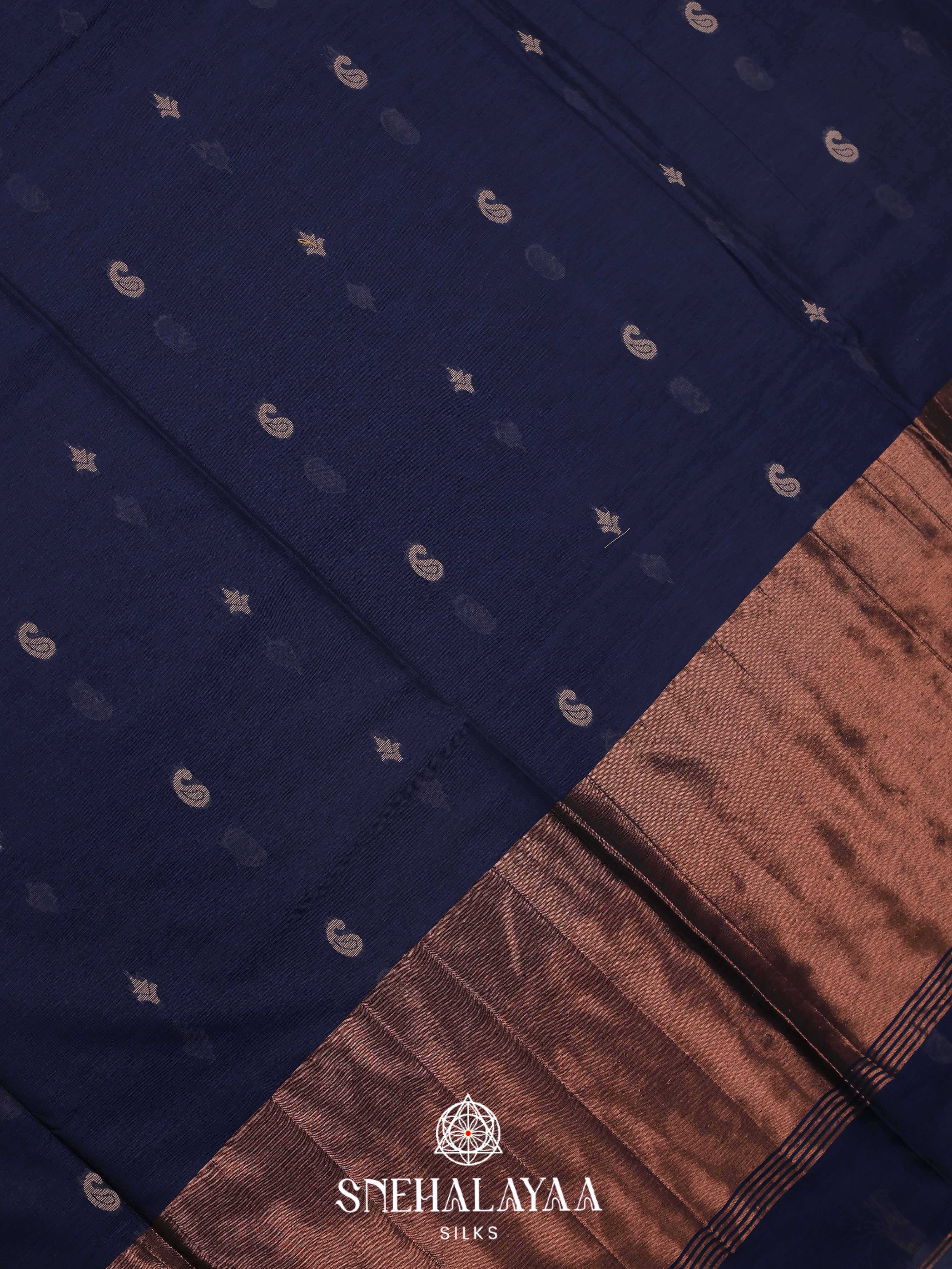 Blue Khadi Cotton Saree