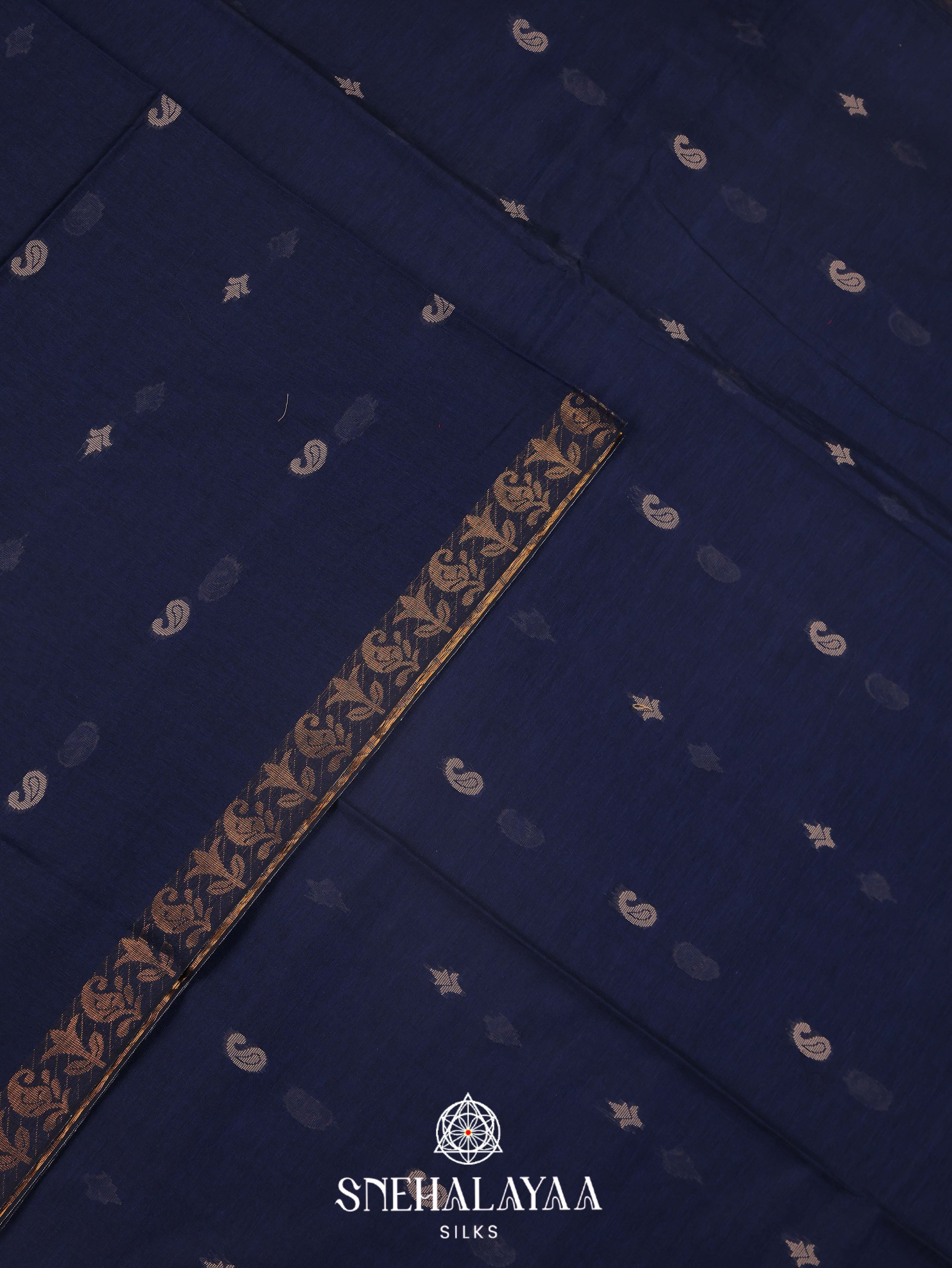 Blue Khadi Cotton Saree