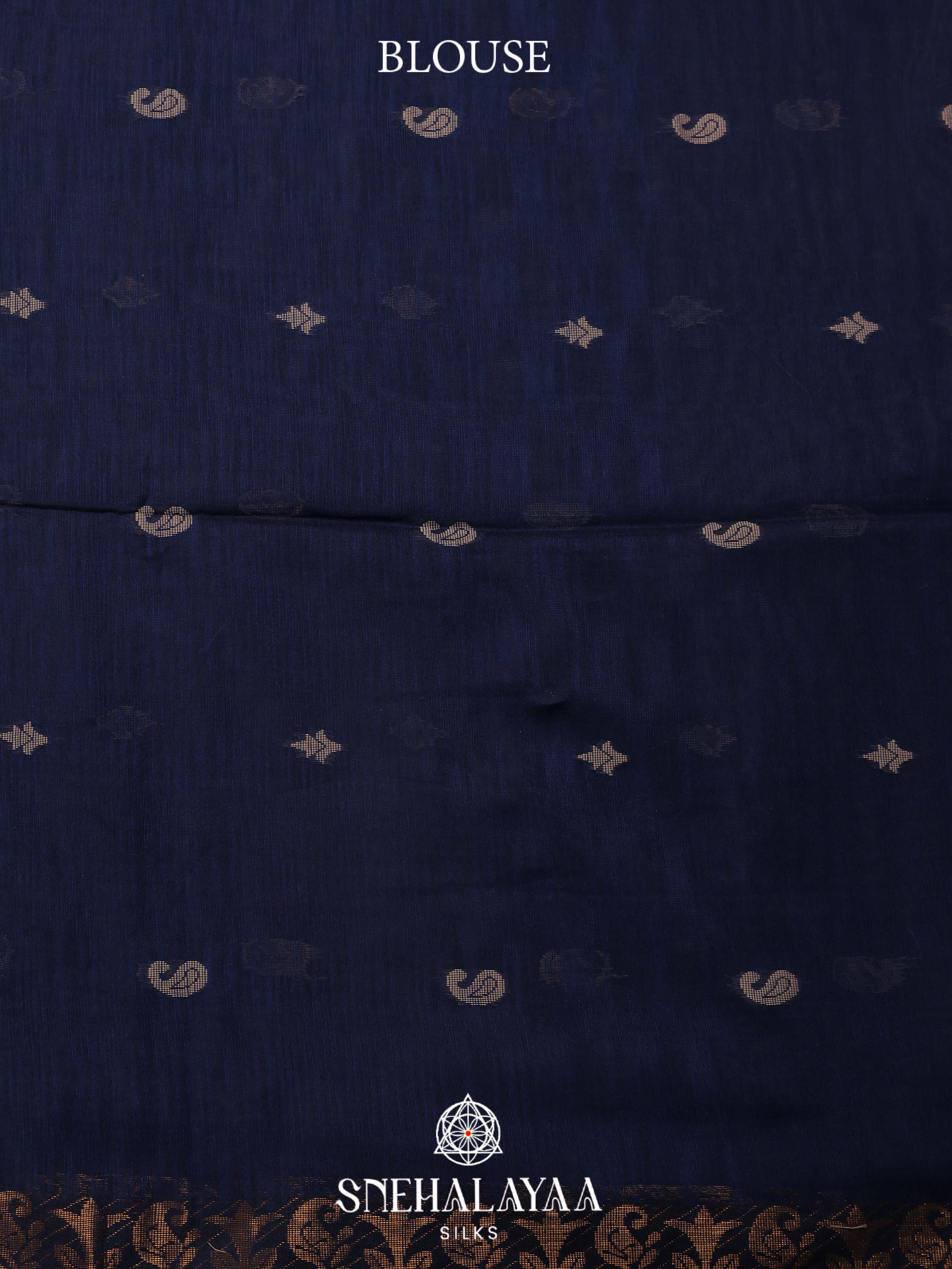 Blue Khadi Cotton Saree