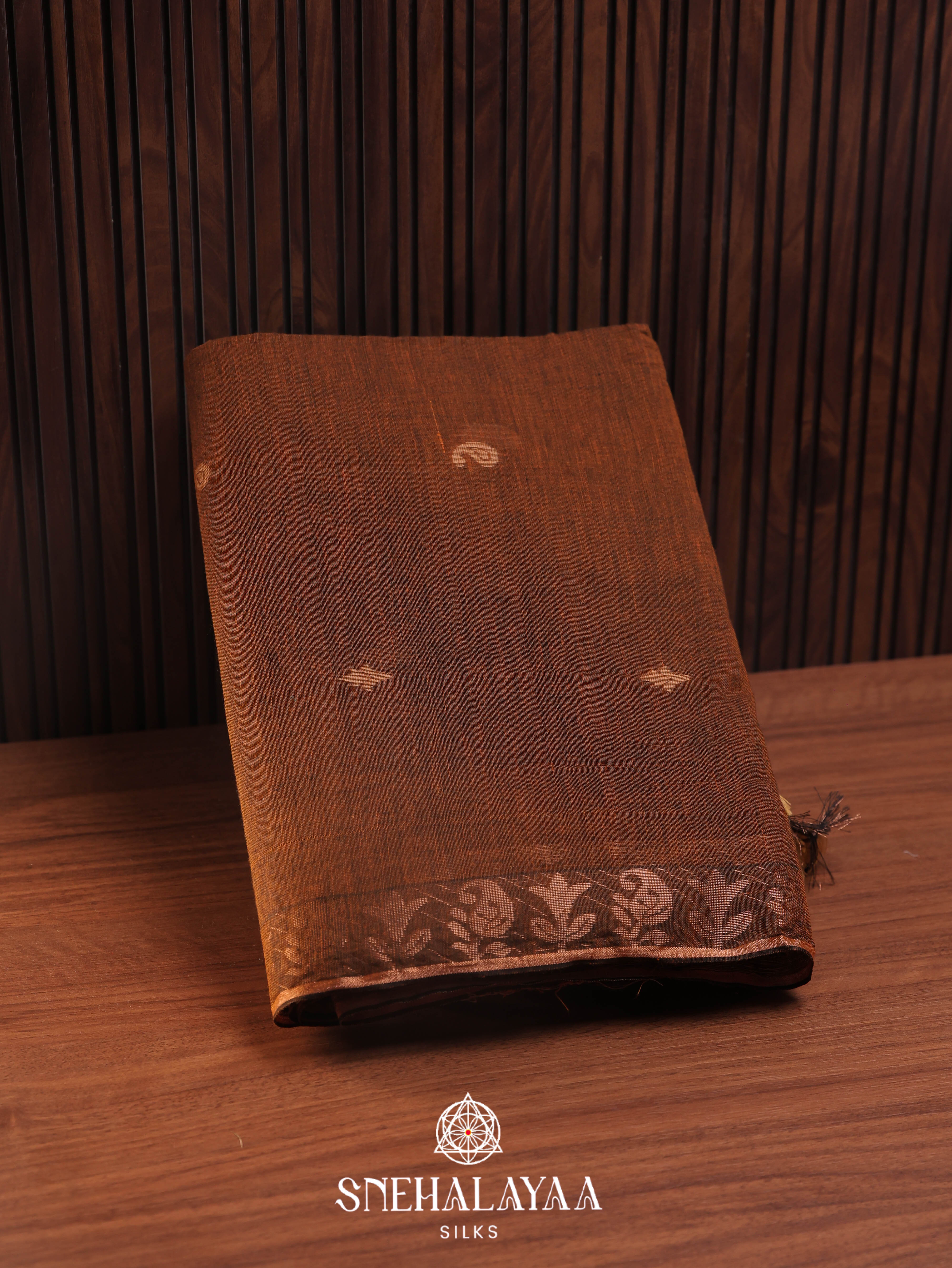Brown Khadi Cotton Saree