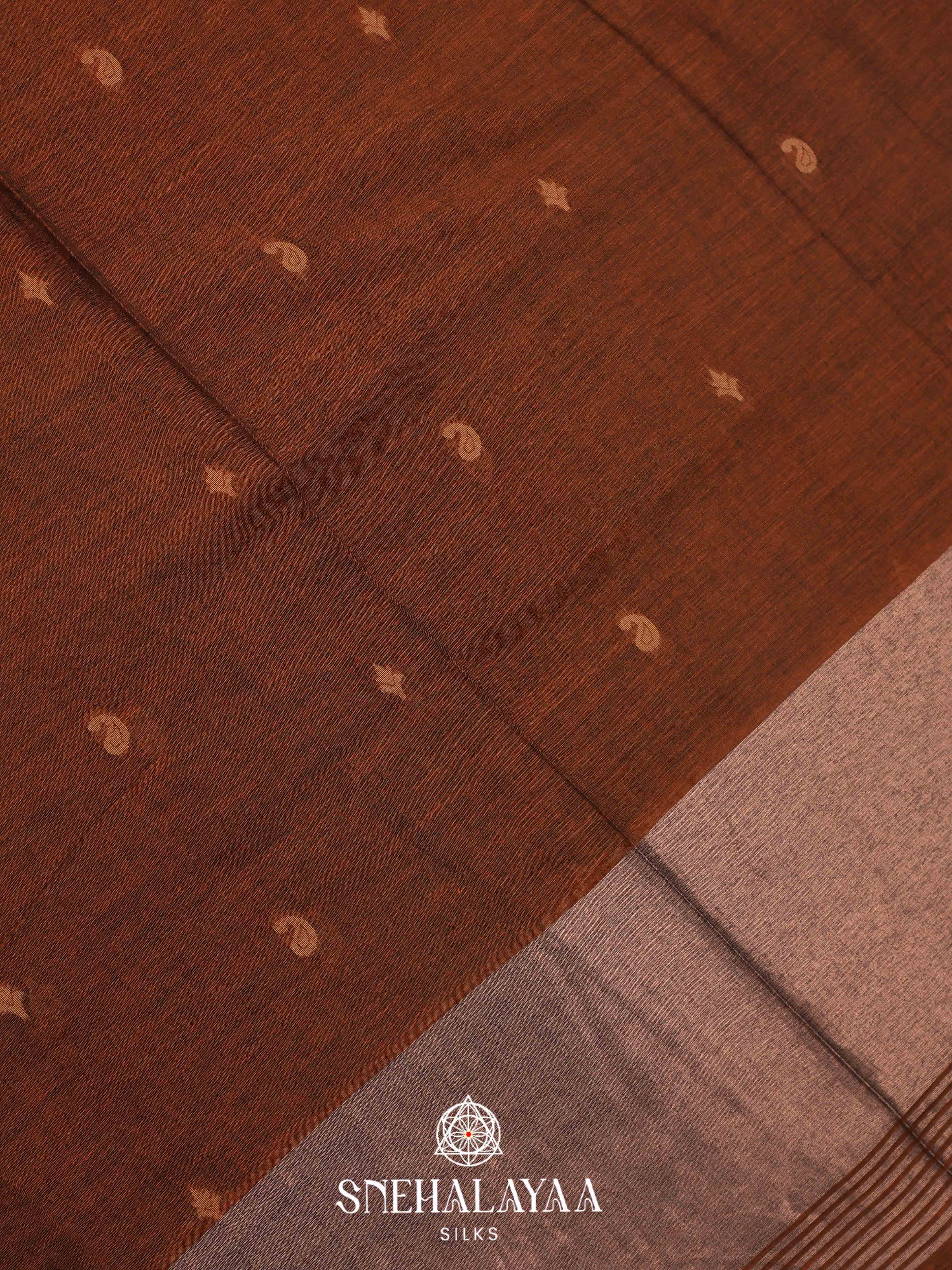 Brown Khadi Cotton Saree