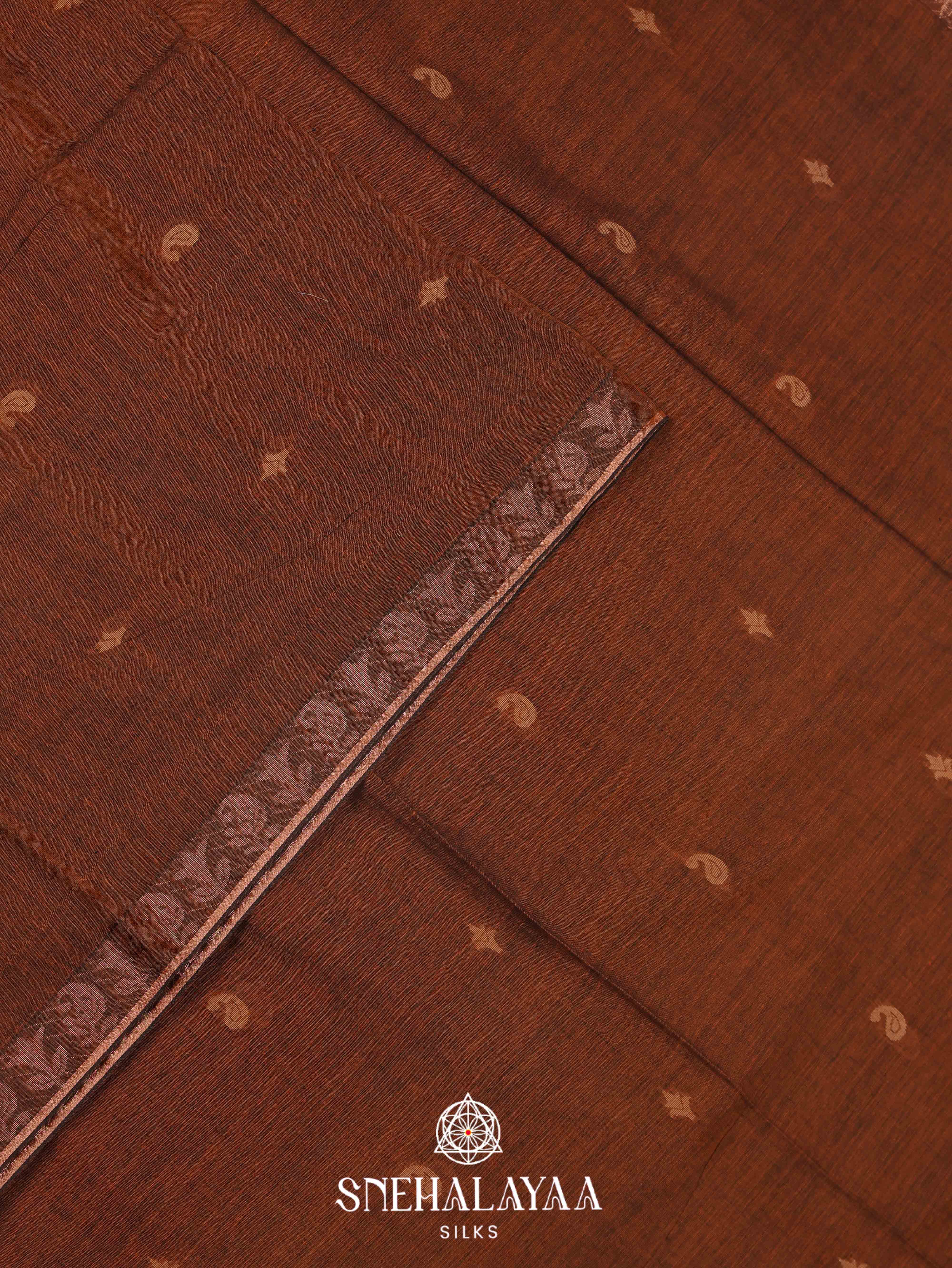 Brown Khadi Cotton Saree