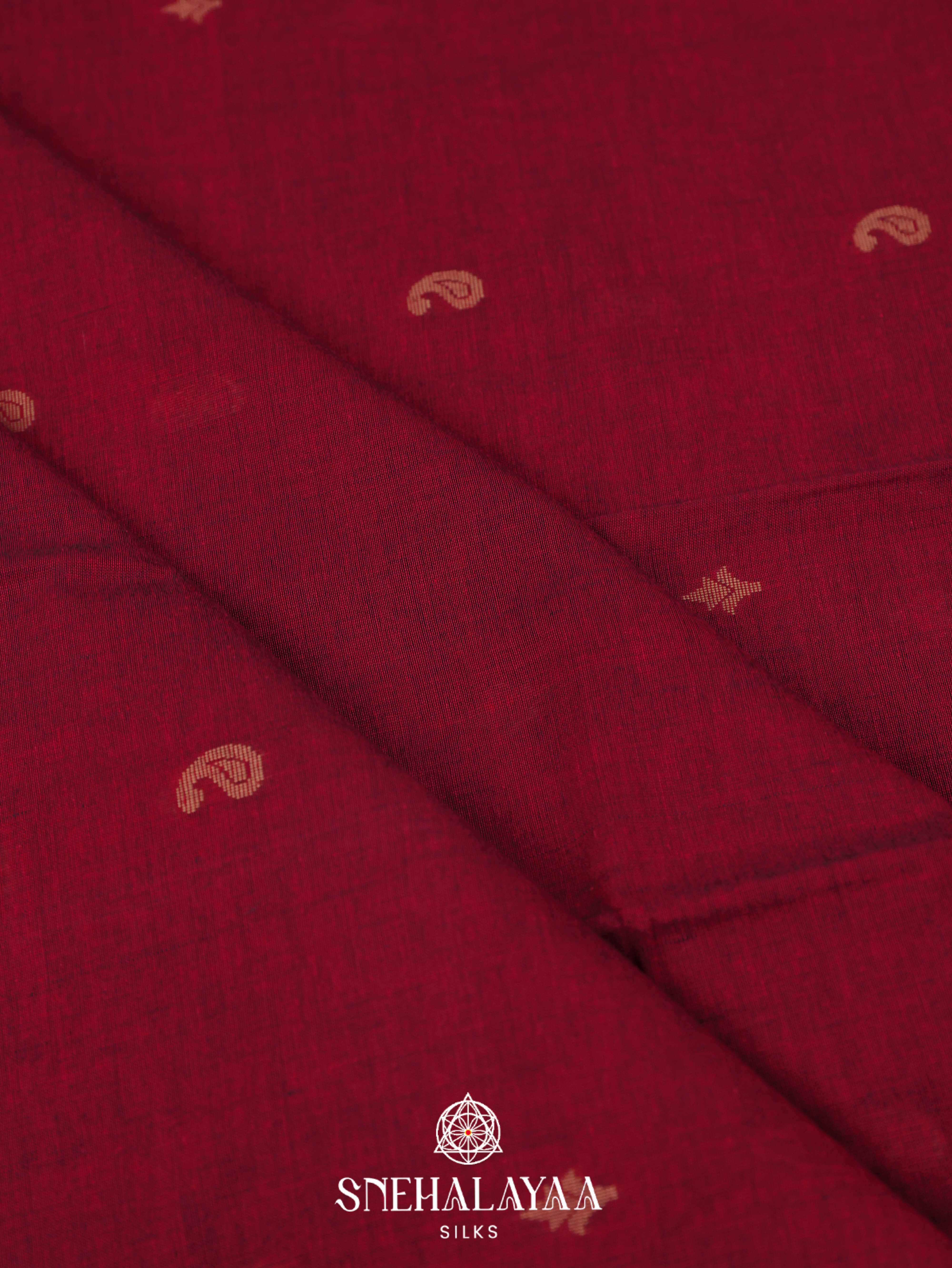 Maroon Khadi Cotton Saree