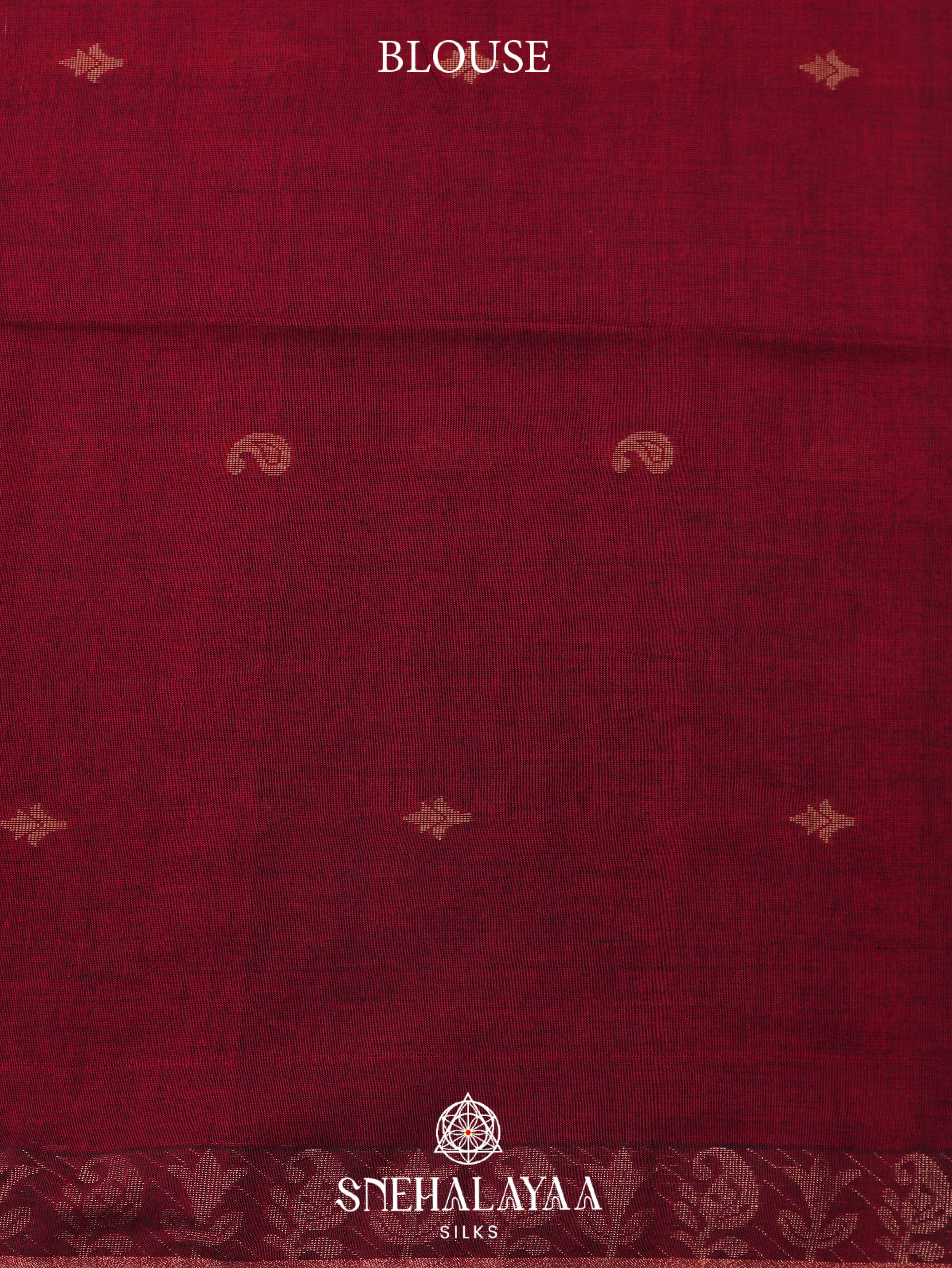 Maroon Khadi Cotton Saree