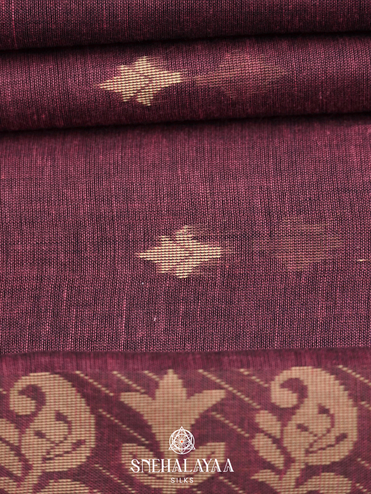 Maroon Khadi Cotton Saree