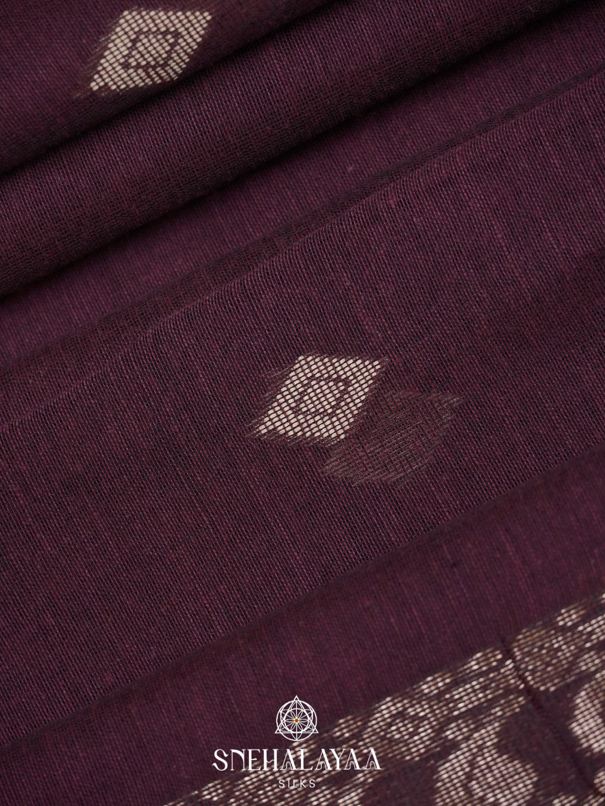 Wine Khadi Cotton Saree