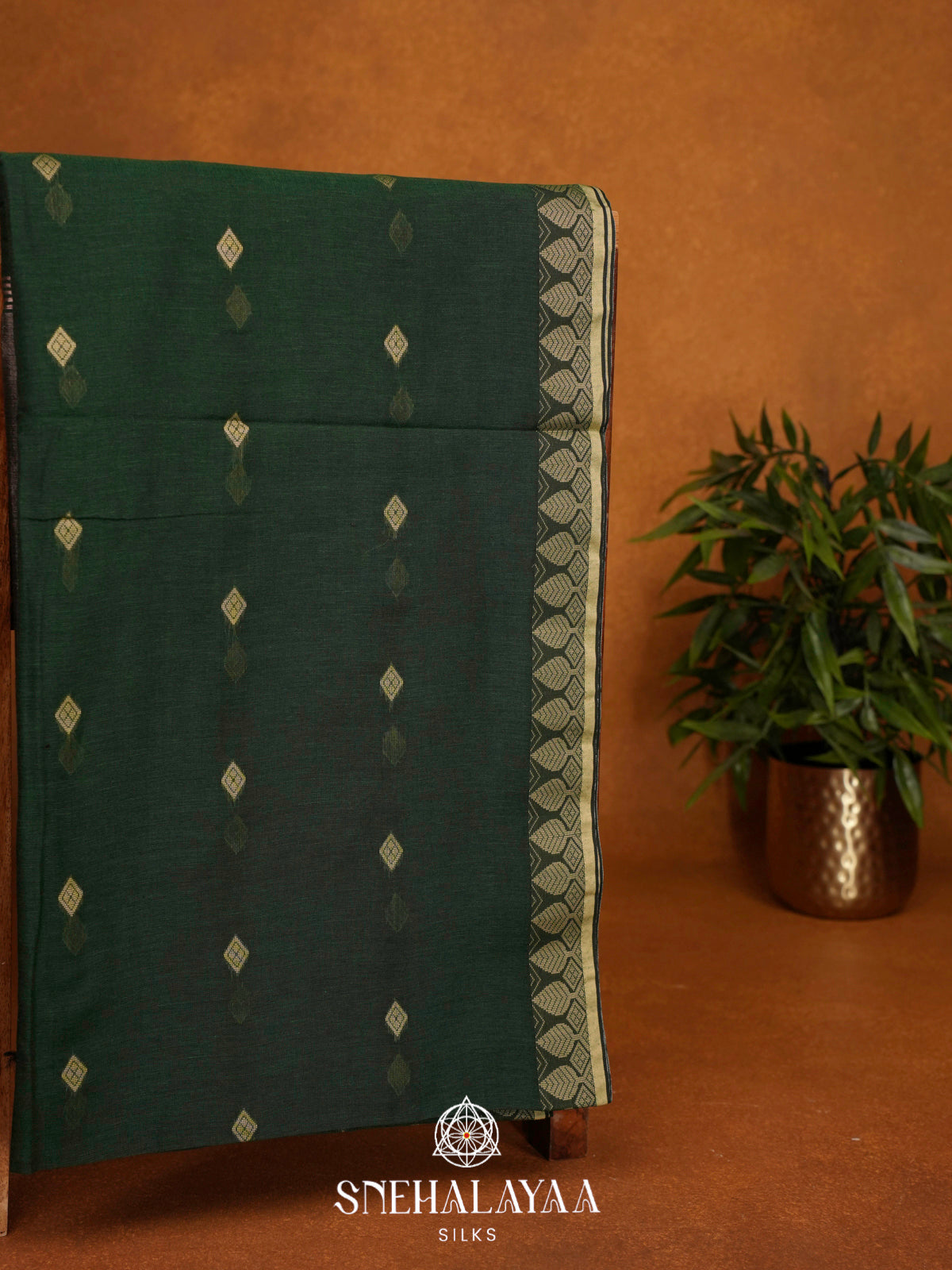 Forest Green Khadi Cotton Saree