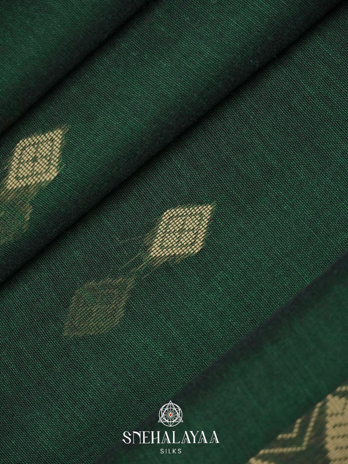 Forest Green Khadi Cotton Saree