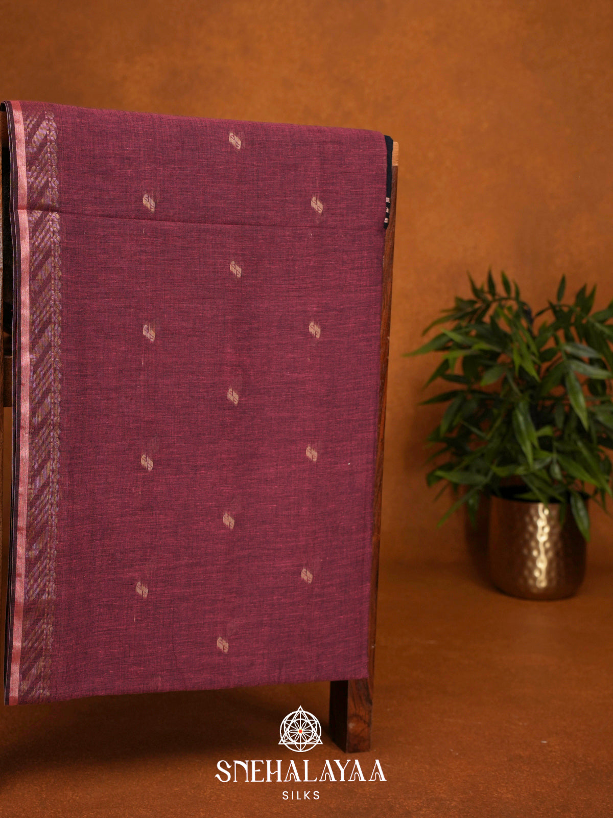 Maroon Khadi Cotton Saree