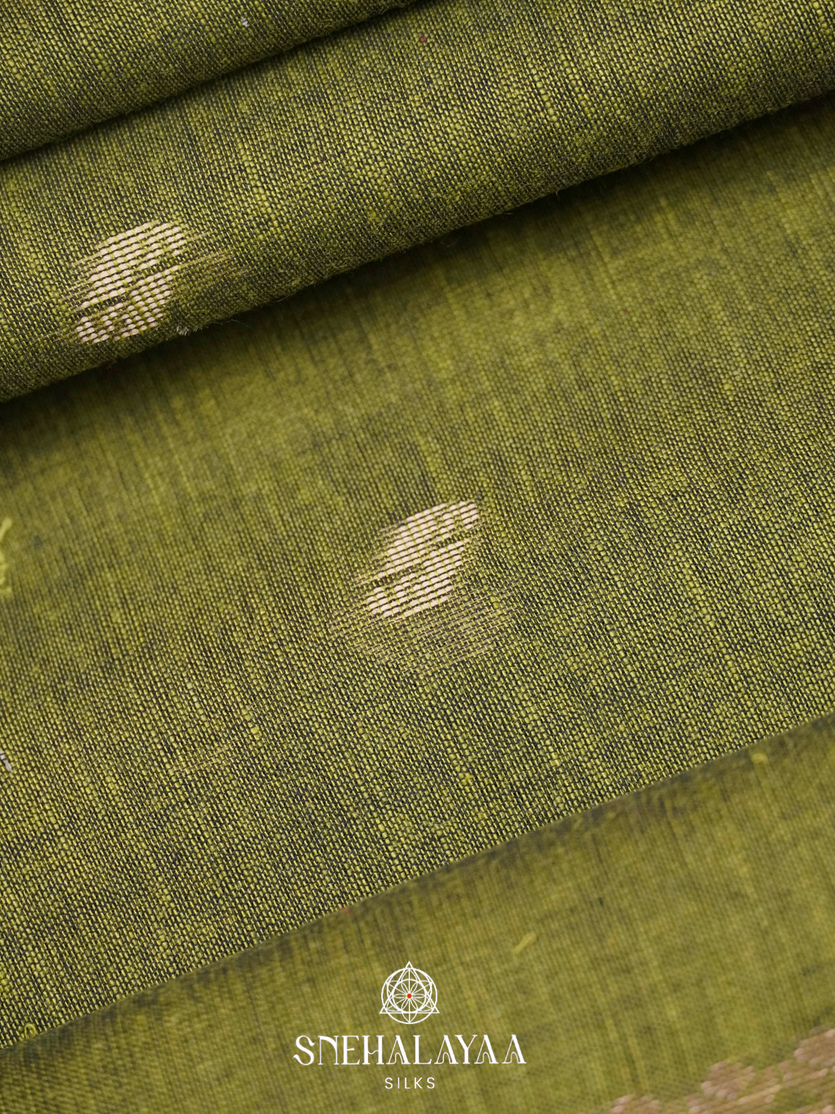 Moss Green Khadi Cotton Saree