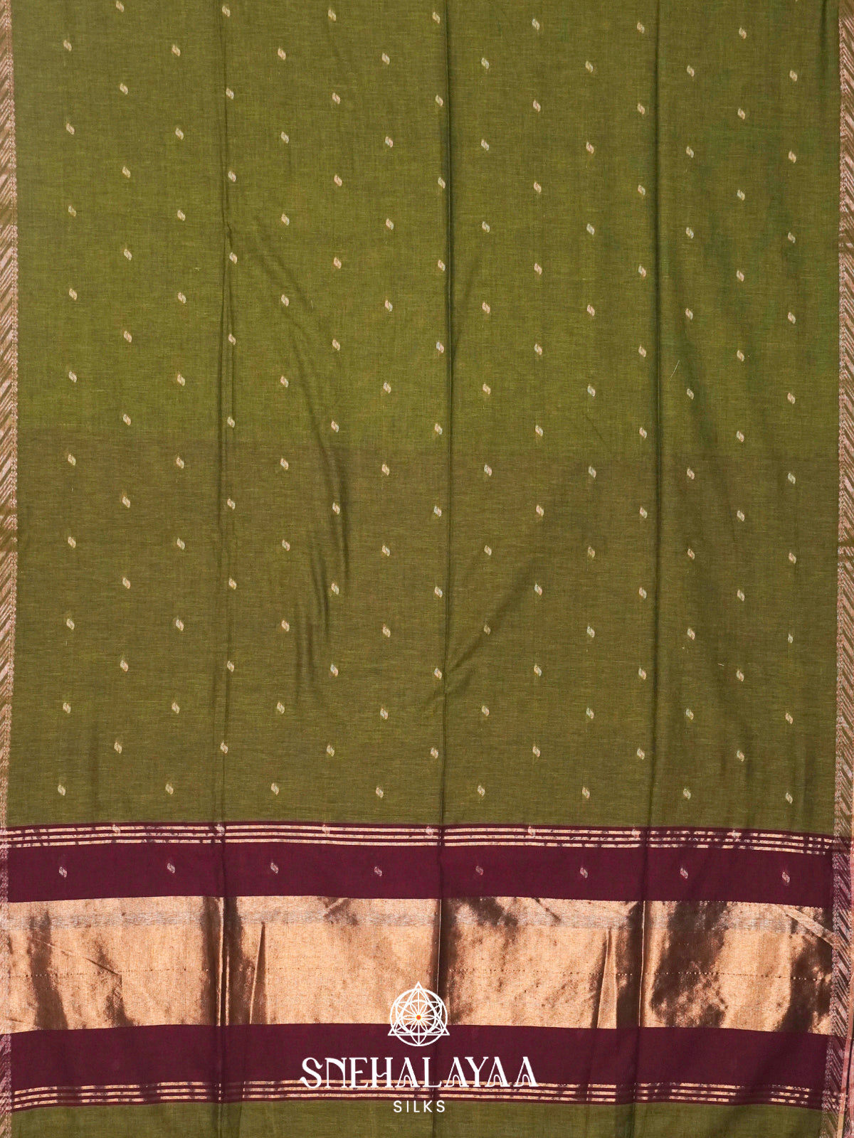 Moss Green Khadi Cotton Saree