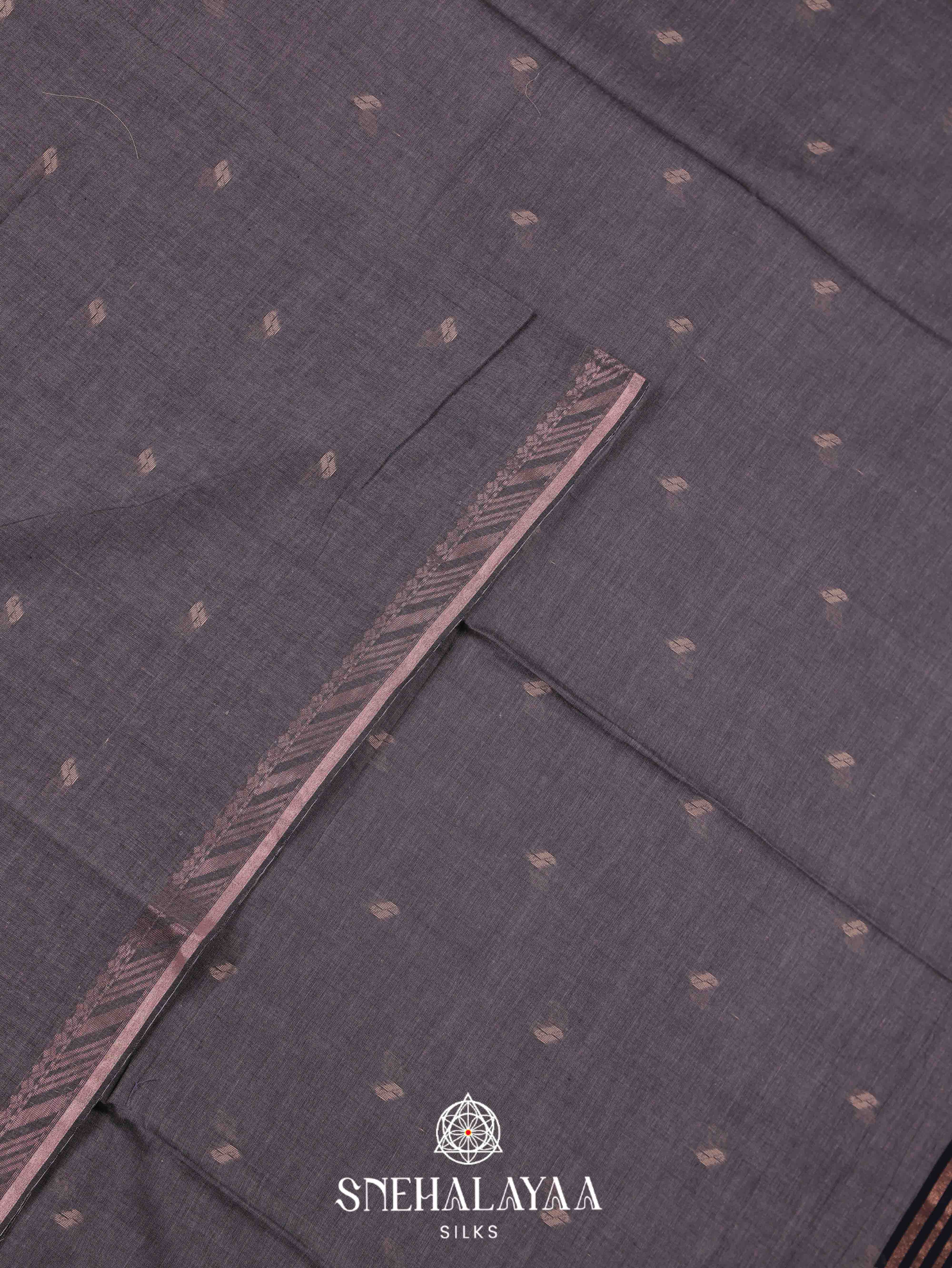 Grey  Khadi Cotton Saree